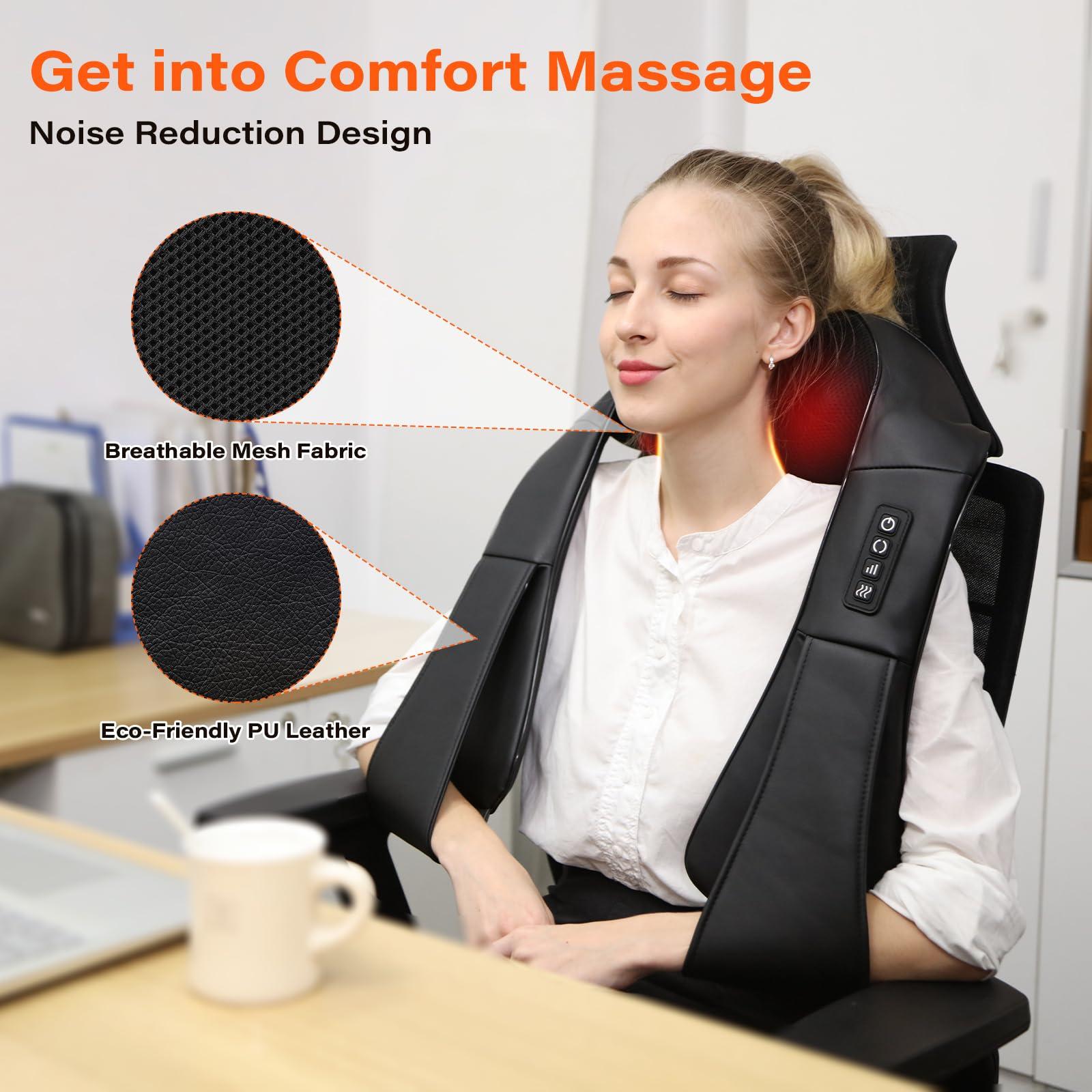 WERTYI Shiatsu Neck Massager, Electric Neck and Back Massager with Heat, 3D Kneading Massage Pillow for Back, Shoulder, Muscle Pain Relief, Office & Home & Car Use, Fits for Parents - Image 3