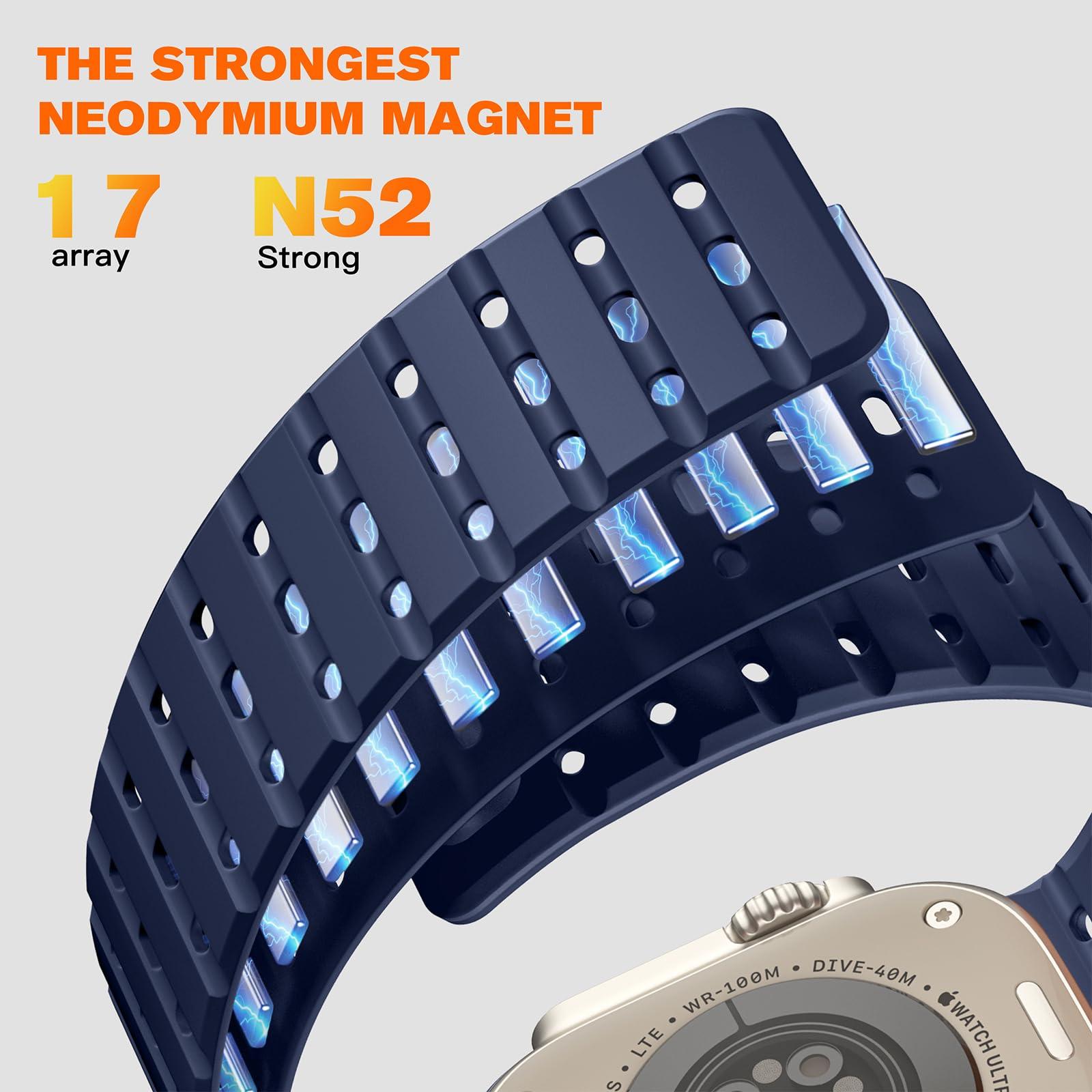 Bandletic R-Lite Fit Magnetic Watchband + R-Steel Military Band Compatible with Apple Watch 49mm/46mm/45mm/44mm/42mm(3/2/1) Men Women - Image 3