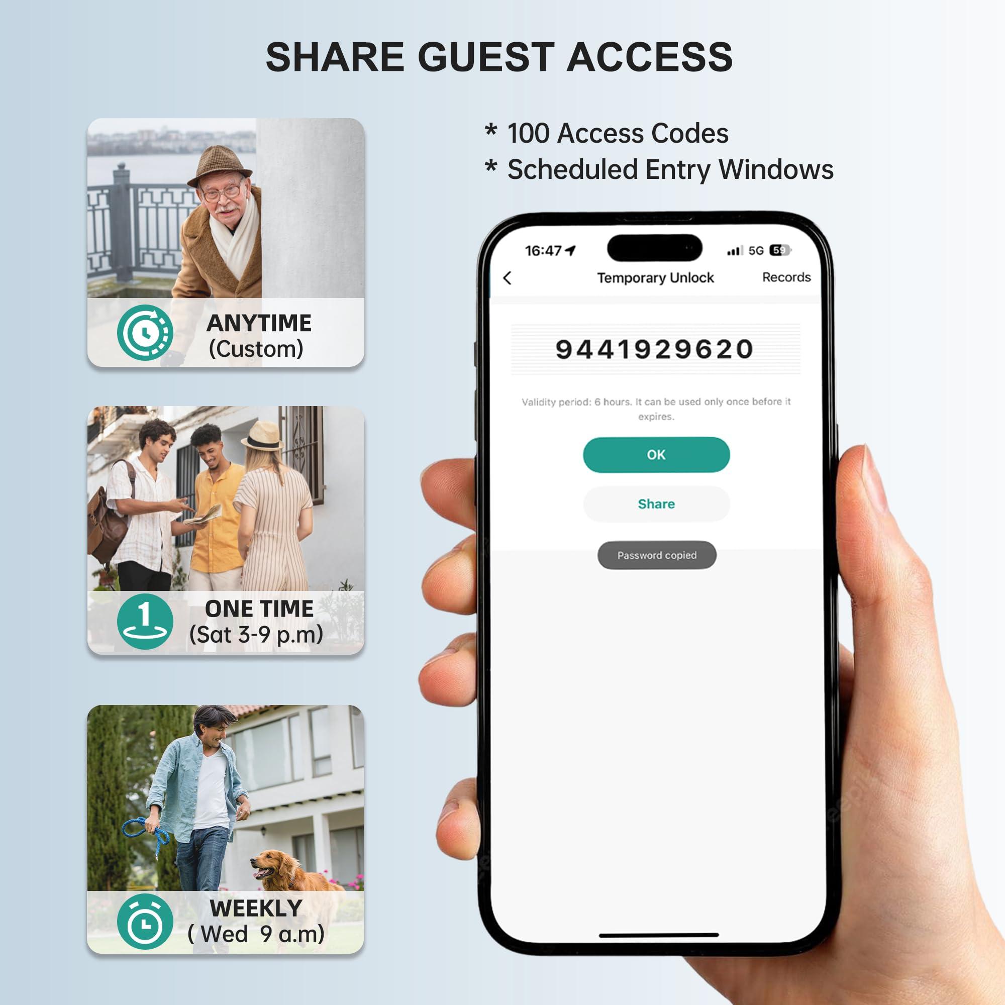Wi-Fi Smart Deadbolt Keyless Entry: 9-in-1 Hornbill Smart Lock for Front Door, Smart Deadbolt Lock, Electronic Keypad Code Fingerprint Unlock, Works with Alexa for Home Office Hotel, Satin Nickel - Image 5