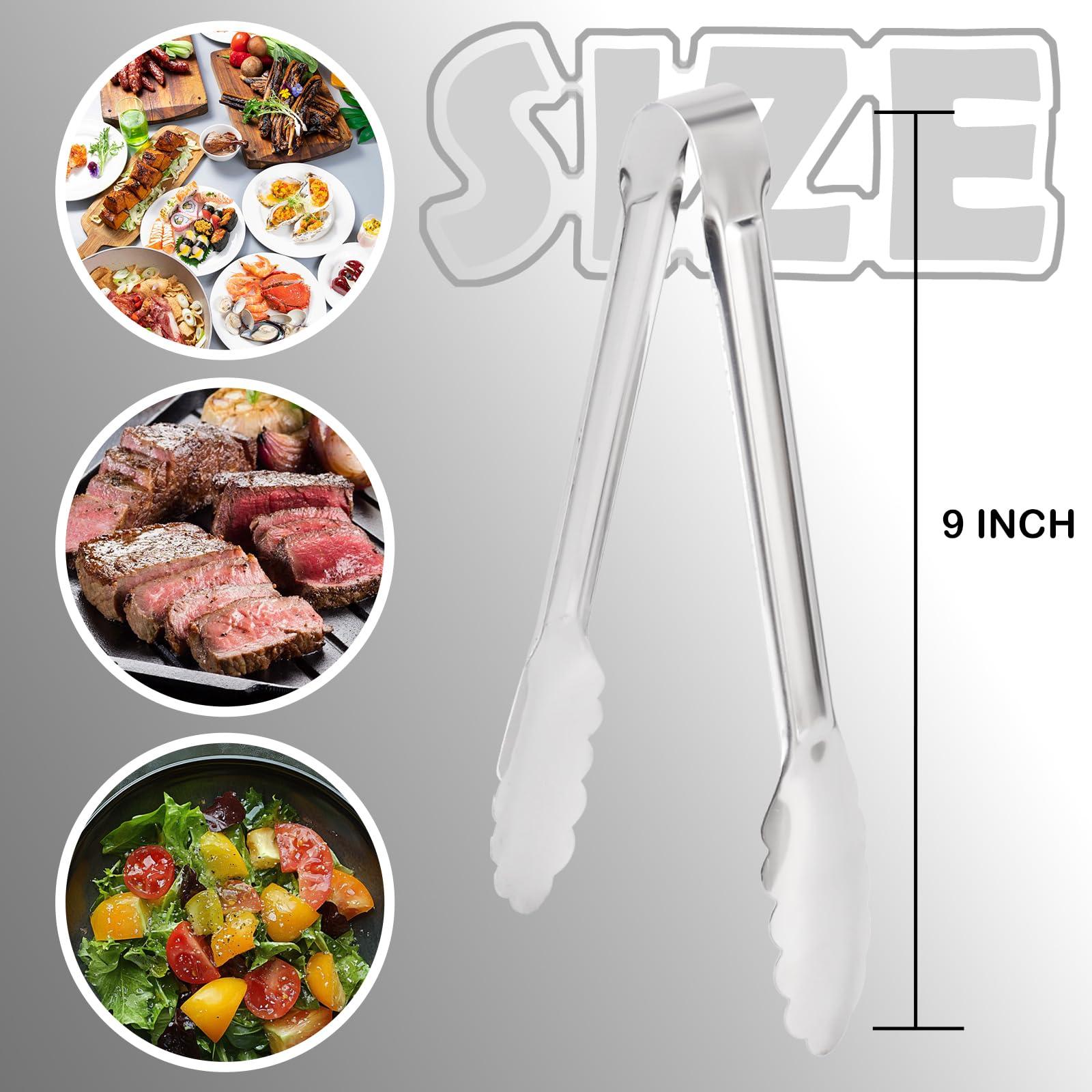 4 Pack Silver Serving Tongs,Metal Serving tongs,for buffet,party,9 Inch,Silver Utensills,(tongs for serving food) - Image 3