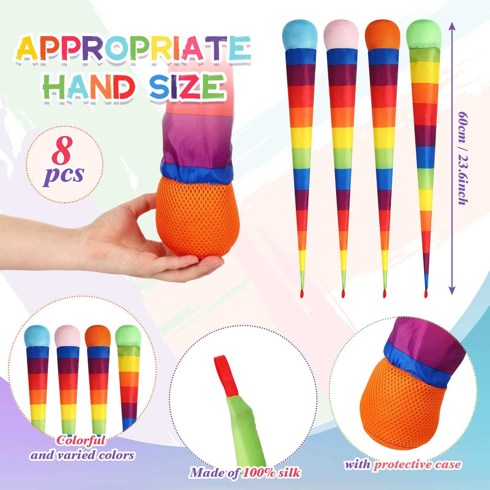 Leyndo 8 Pcs Throw and Catch Balls with Rainbow Tail, Fun Colorful Sports Comet Balls Playground Toys for School Classroom Beach Outdoor Camping Healthy and Fun Games, 26 Inch Long(Multi Color) - Image 3