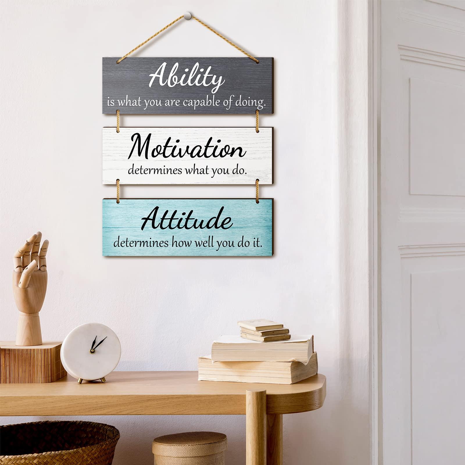 Jetec Office Wall Decor Inspirational Rustic Motivational Plaques with Sayings Wooden Hangings Ability Sign Bathroom for Home Office Art Decoration(Fresh Color) - Image 6