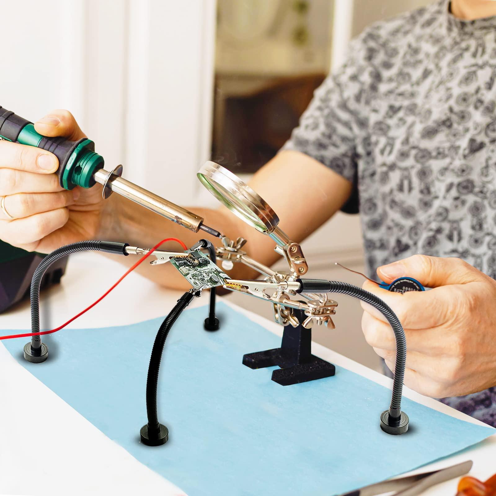 4 Pack Magnetic Helping Hands Soldering,Flexible Gooseneck Metal Arms for Automobile Electronics Soldering jewelry, Painting Art Crafts Hobby with Adjustable Alligator Clips - Image 6