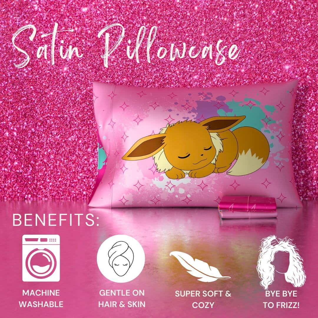 Franco Collectibles Pokemon Girl Anime Beauty Silky Satin Standard Reversible Pillowcase Cover 20x30 for Hair and Skin, (Official Licensed Product) - Image 5