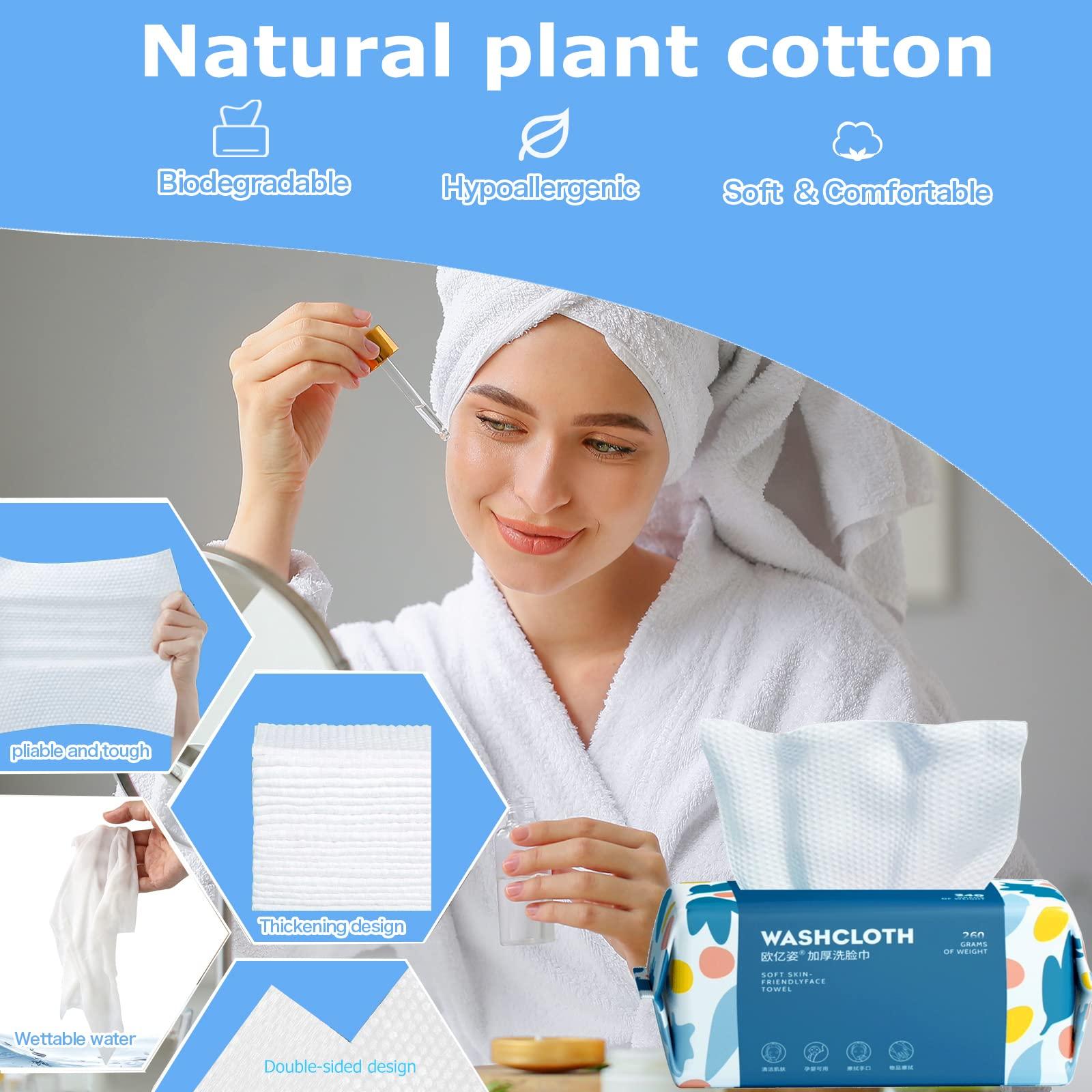 100 Count Disposable Face Towel,Thickening Ultra Soft Washcloths,Facial Cotton Tissue,Lint-free cotton dry wipes Multi-Purpose for Skin Care,Make-up Wipes,Face Wipes and Facial Cleansing - Image 6