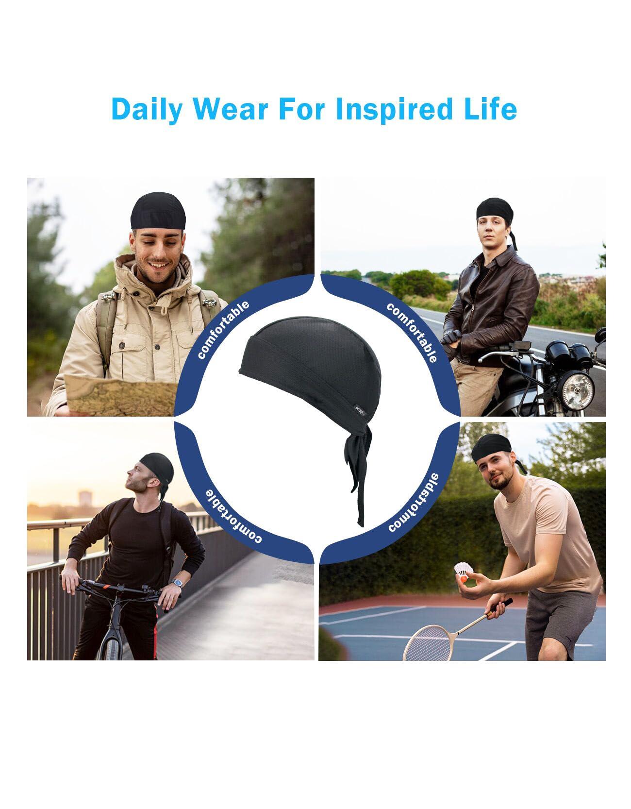 Sweat Wicking Doo Rag Cooling Dew Rag Helmet Liner Large Motorcycle Do Rags Head Wrap Bandana Skull Caps for Men and Women - Image 7