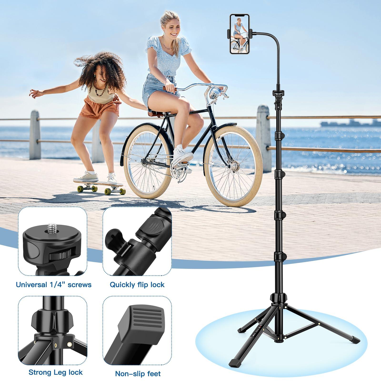 Phone Tripod Stand, 85" Tall Cellphone Tripod for iPhone with Gooseneck Remote, Flexible Portable Phone Stand for Recording, Compatible with iPhone 14 13 12 pro Android Camera - Image 7