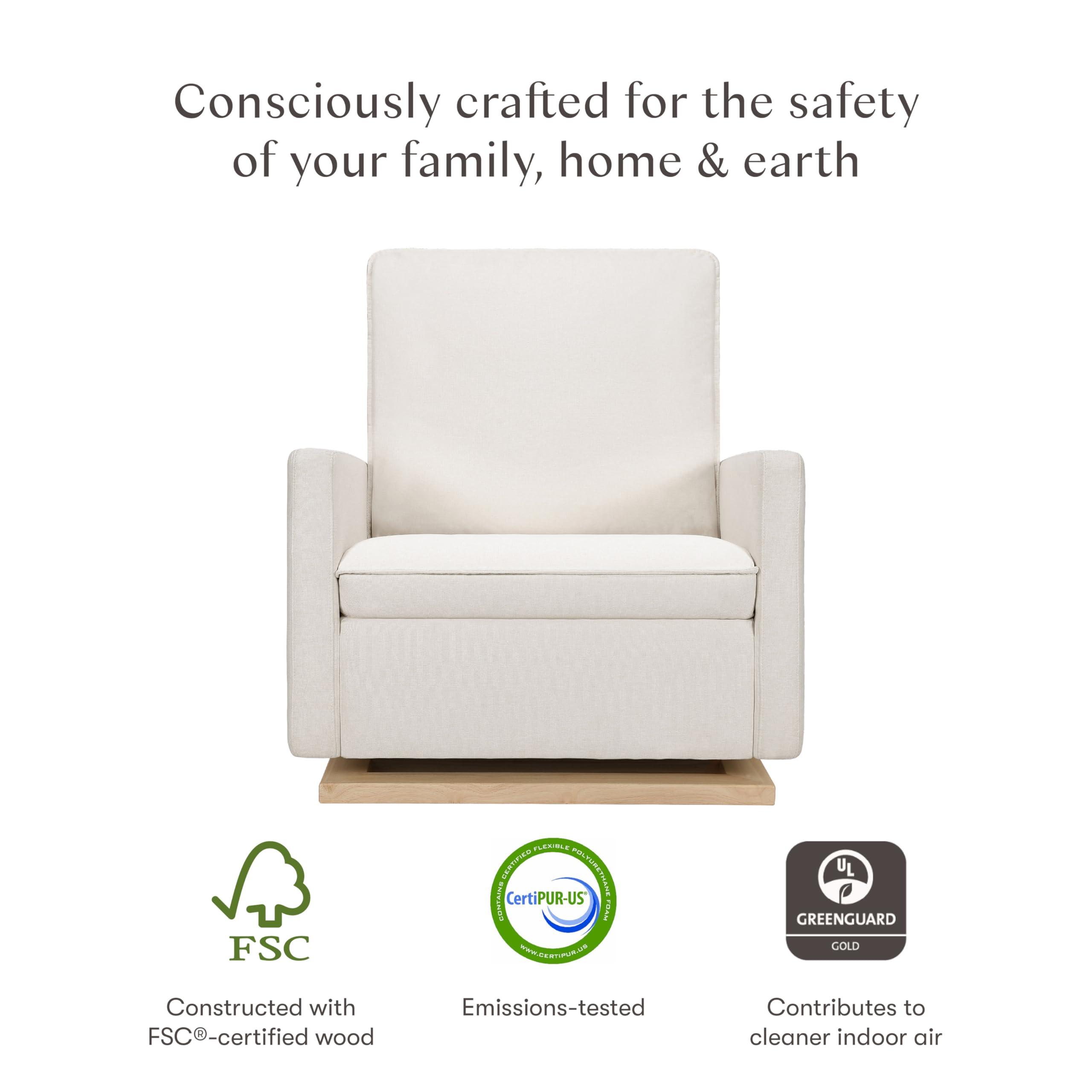babyletto Cali Pillowback Chair and a Half Glider in Performance Cream Eco-Weave with Light Wood Base, Water Repellent & Stain Resistant, Greenguard Gold and CertiPUR-US Certified - Image 4