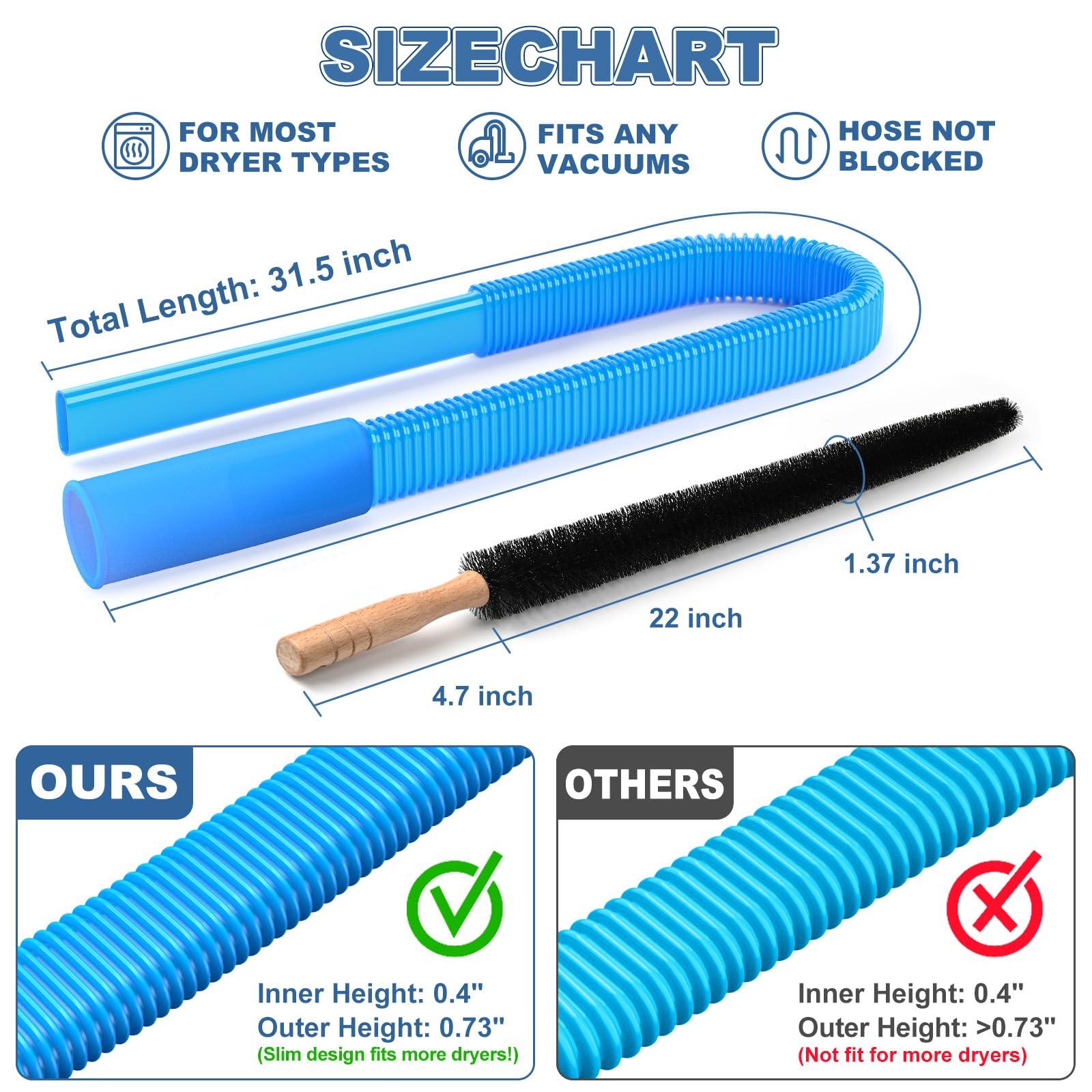 PetOde 2 Pieces Dryer Vent Cleaner Kit Compatible with All Vacuum Cleaner, Dryer Lint Brush and Vacuum Hose Attachment with Stretch Universal Connector, Quickly Lint Remover - Image 6