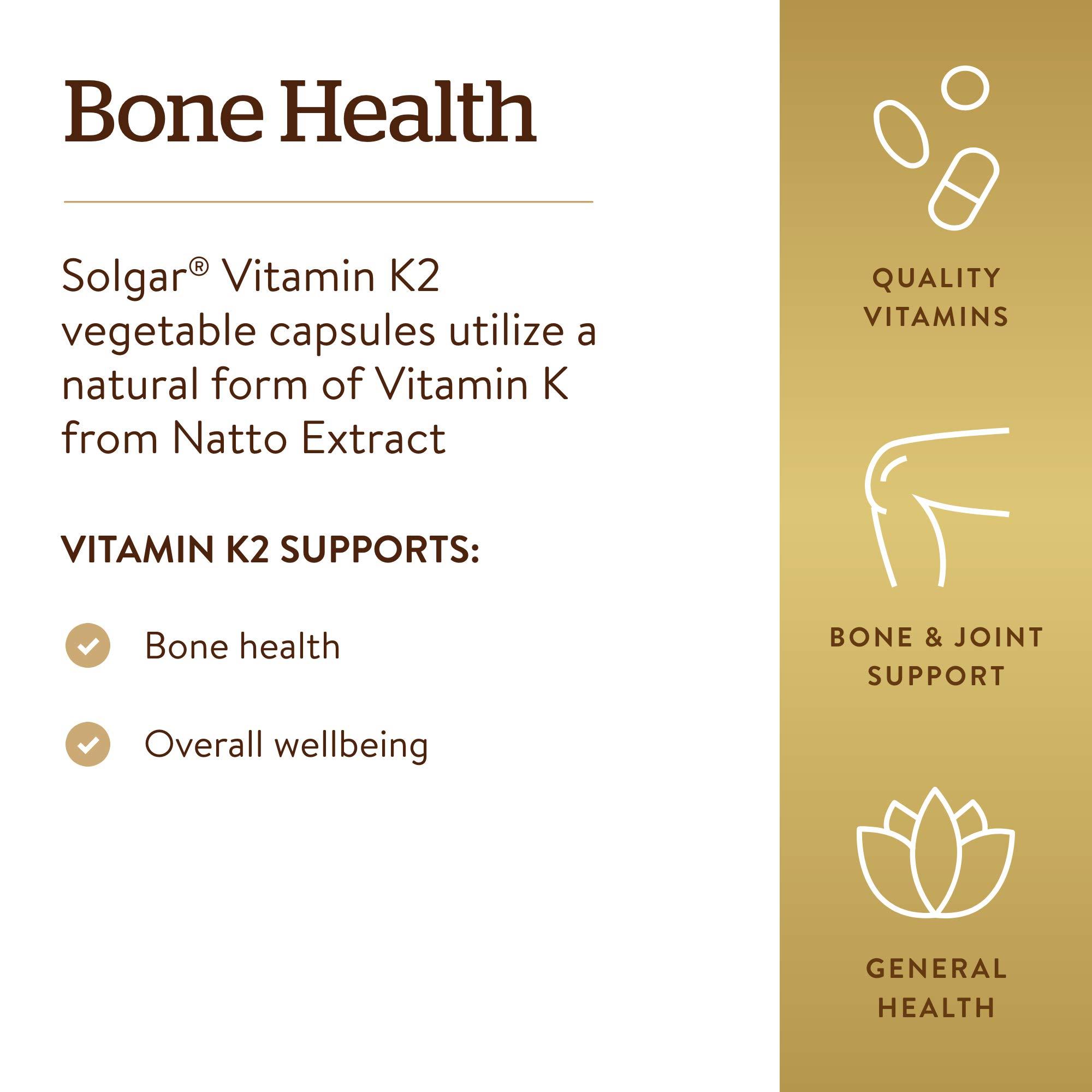 Solgar Naturally Sourced Vitamin K2 (MK-7) 100 mcg - 50 Vegetable Capsules - Supports Bone Health - Whole Food Source from Natto Extract - Non-GMO, Gluten Free - 50 Total Servings - Image 9