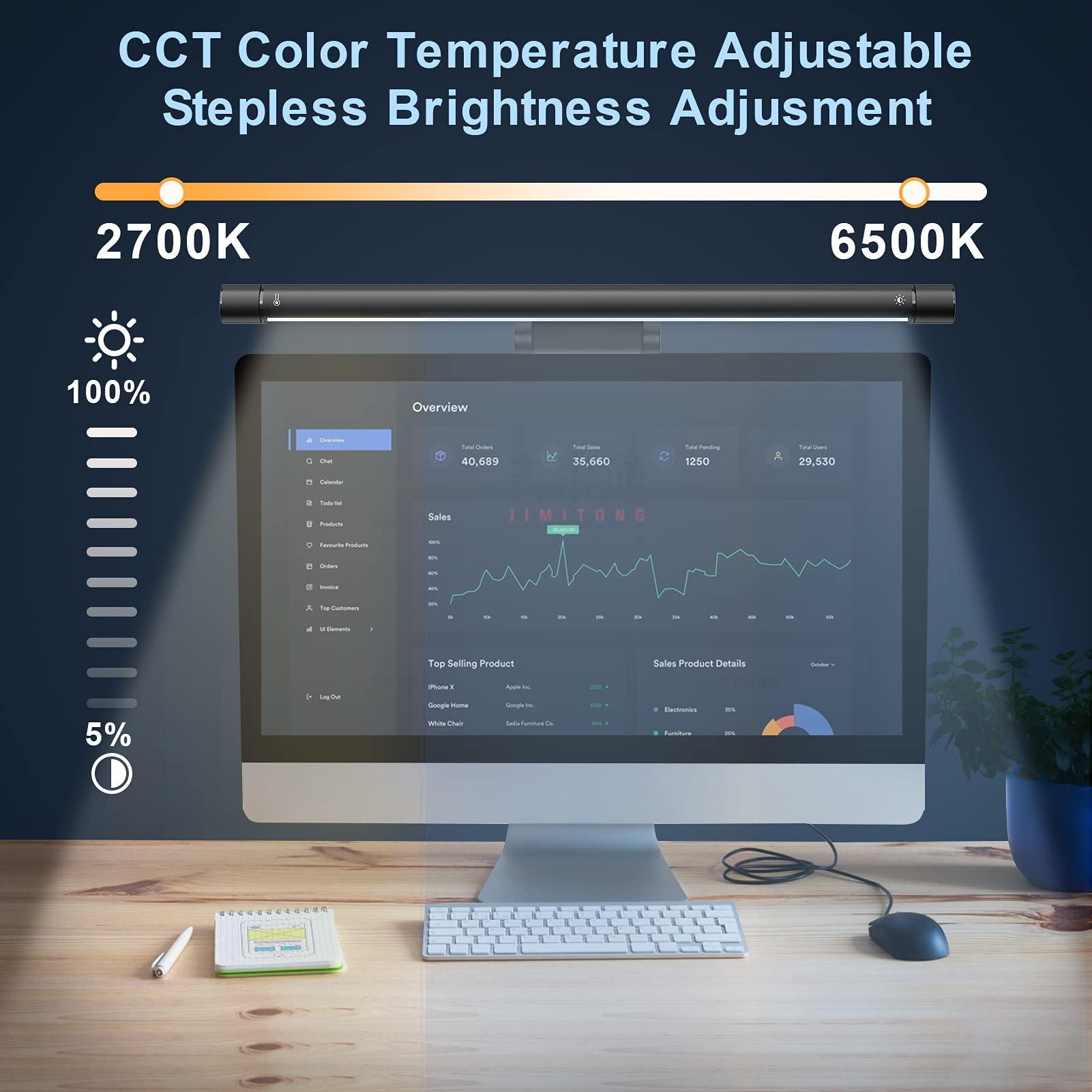 Computer Monitor Light Bar Screen Lamp: USB Powered LED Monitor Lamp with Stepless Dimming & Hue Adjustment & Memory Function & No Screen Glare for Desktop Office Home Work (Rotating Button Control) - Image 4