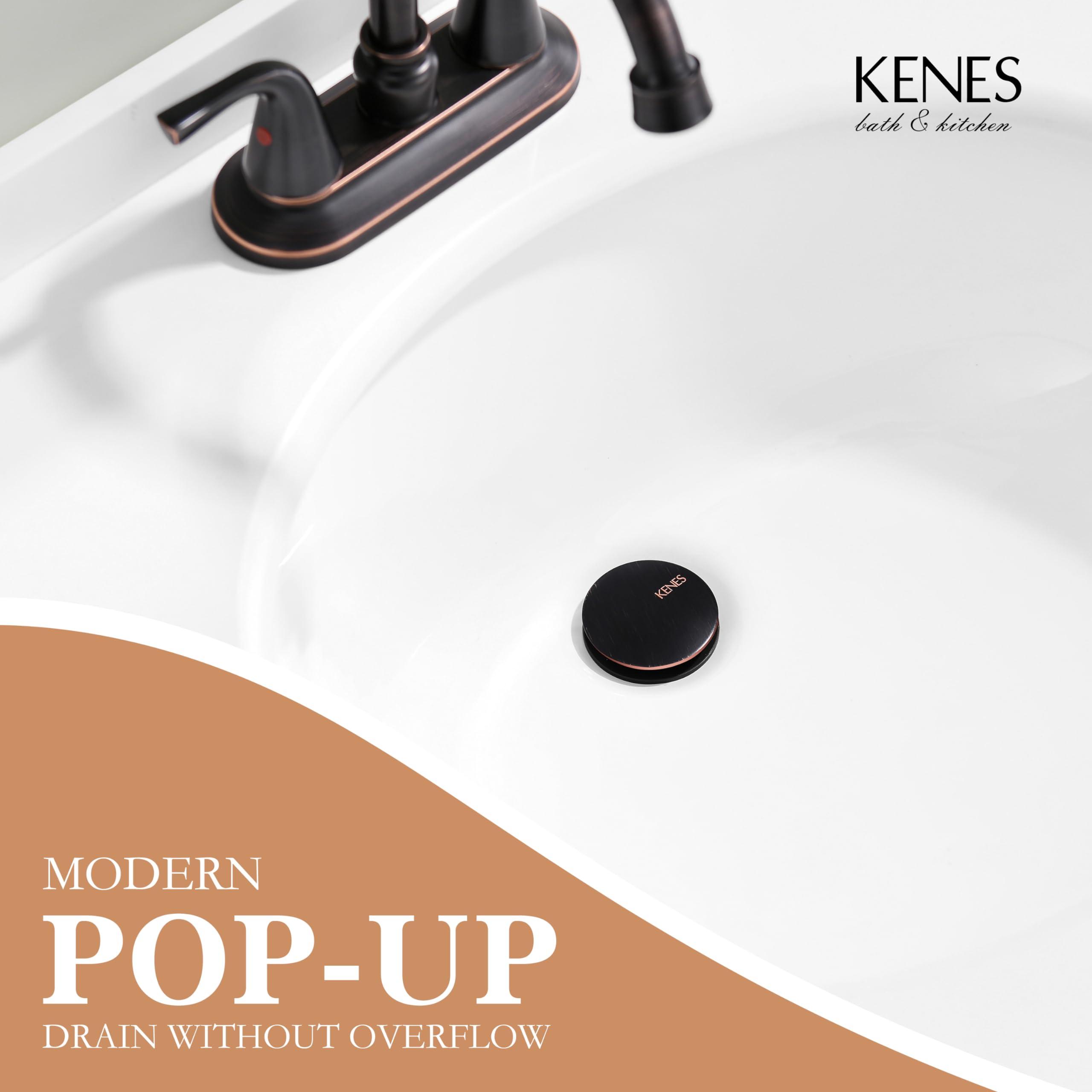 KENES Oil Rubbed Bronze Bathroom Vessel Pop Up Sink Drain, Vanity Faucet Sink Drain Stopper, Sink Drain Assembly Without Overflow Anti Clog Pop Up Drain - Image 3