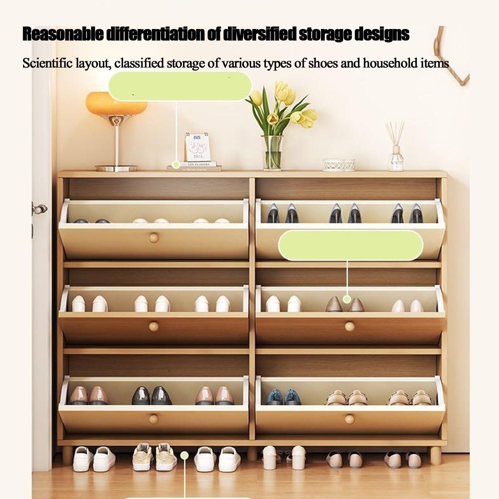 XCHEN Small Kitchen Cabinet，Kitchen Appliance Storage,Ultra-Thin flip-top Shoe Cabinet, Porch Cabinet, Simple Shoe Rack(80 * 17 * 118.5cm/31.5 * 6.69 * 46.65in) - Image 4