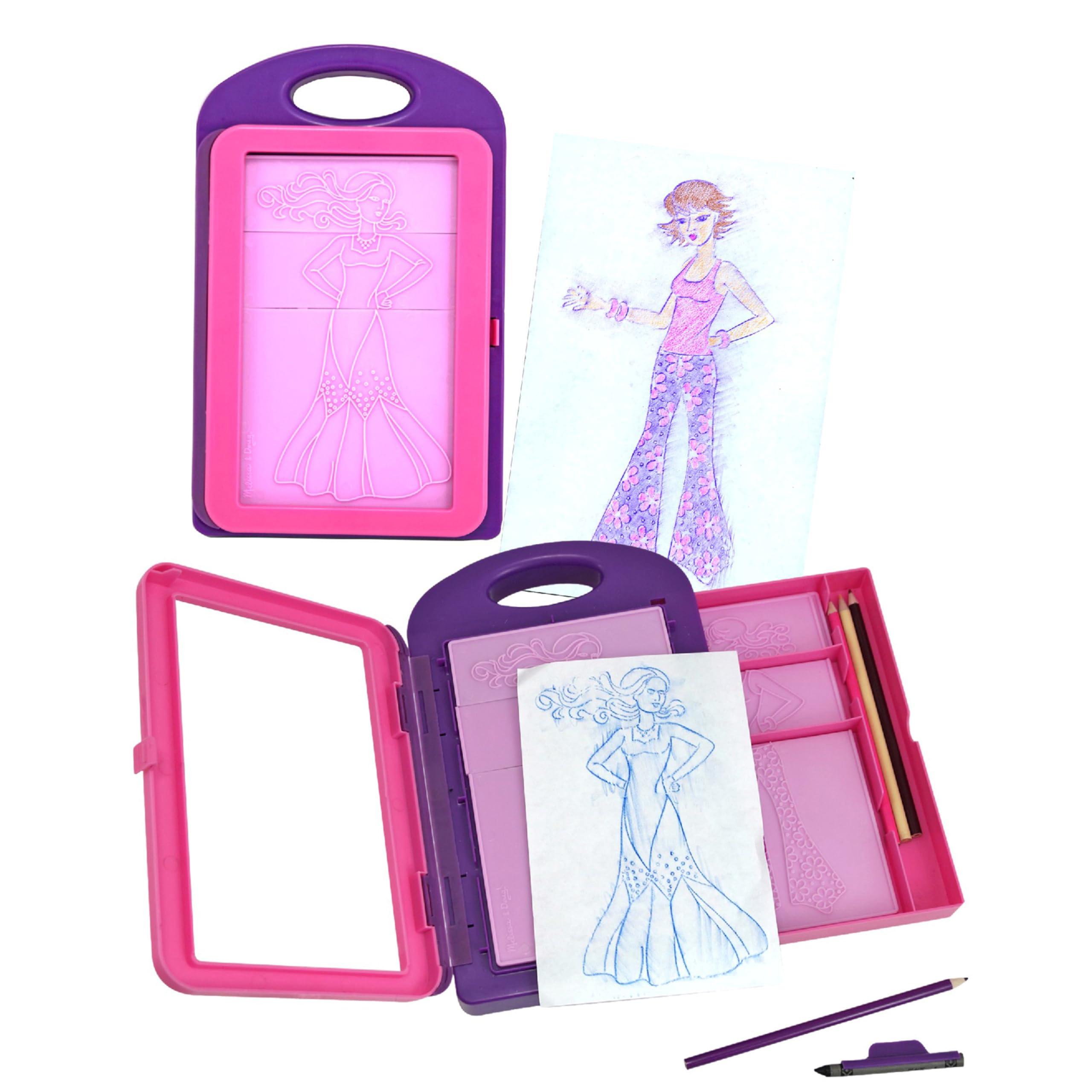 Melissa & Doug Fashion Design Art Activity Kit - 9 Double-Sided Rubbing Plates, 4 Pencils, Crayon - Travel Toys for Kids Ages 5+ - Image 9