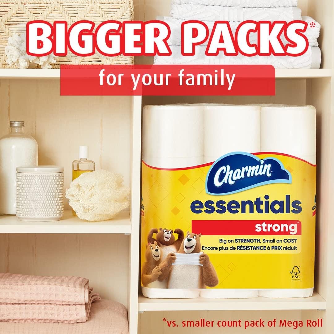 Charmin Essentials Strong Toilet Paper, 9 Mega Rolls = 36 Regular Rolls - Image 6