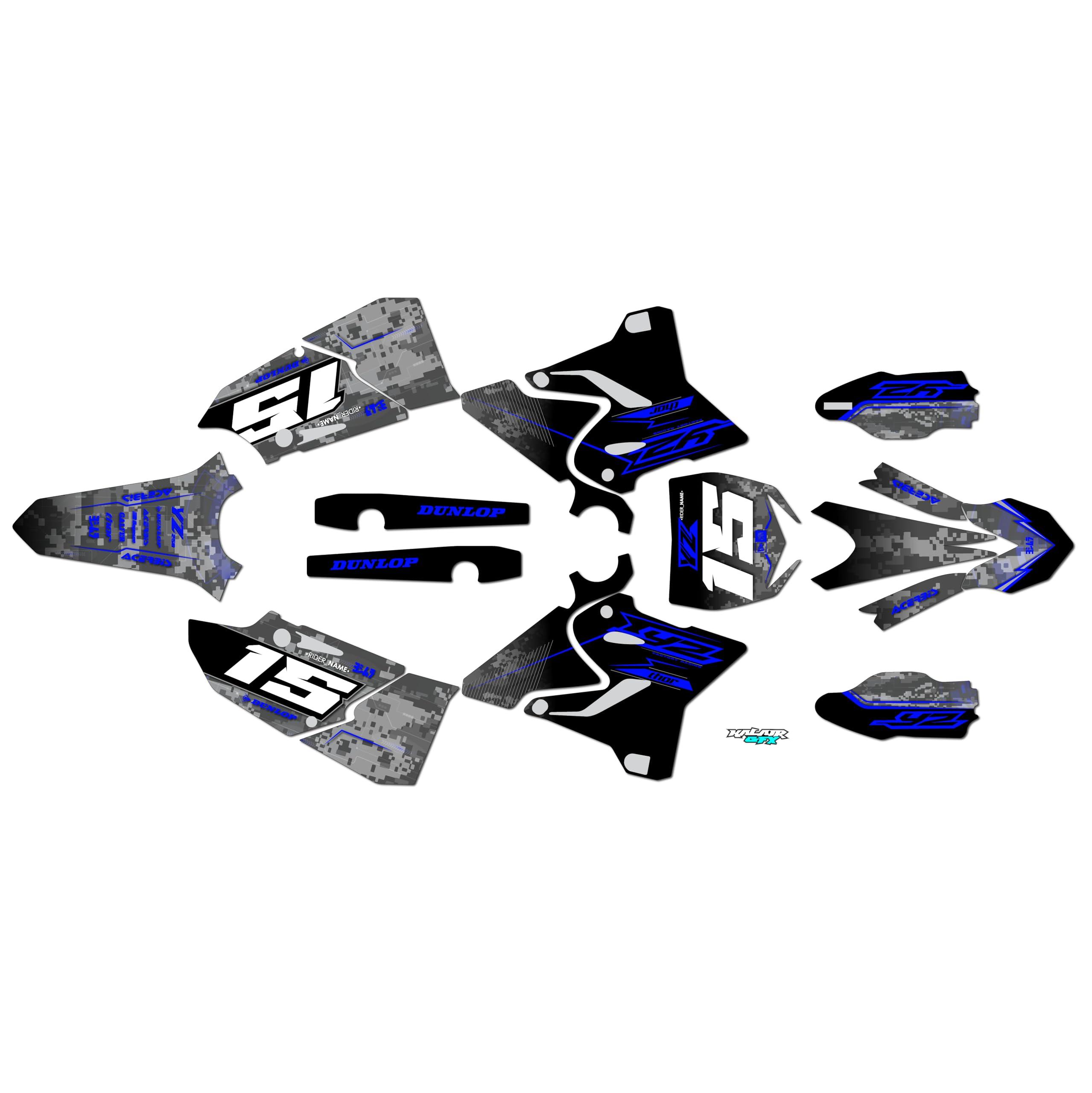 Kalair GFX Graphics Kit for Yamaha YZ 250 (2015-2021) Cyberware Series Blue-shift 09 Mil - Dirt bike Custom Racing Graphics Decals Stickers Kit, no-plastics - Image 2