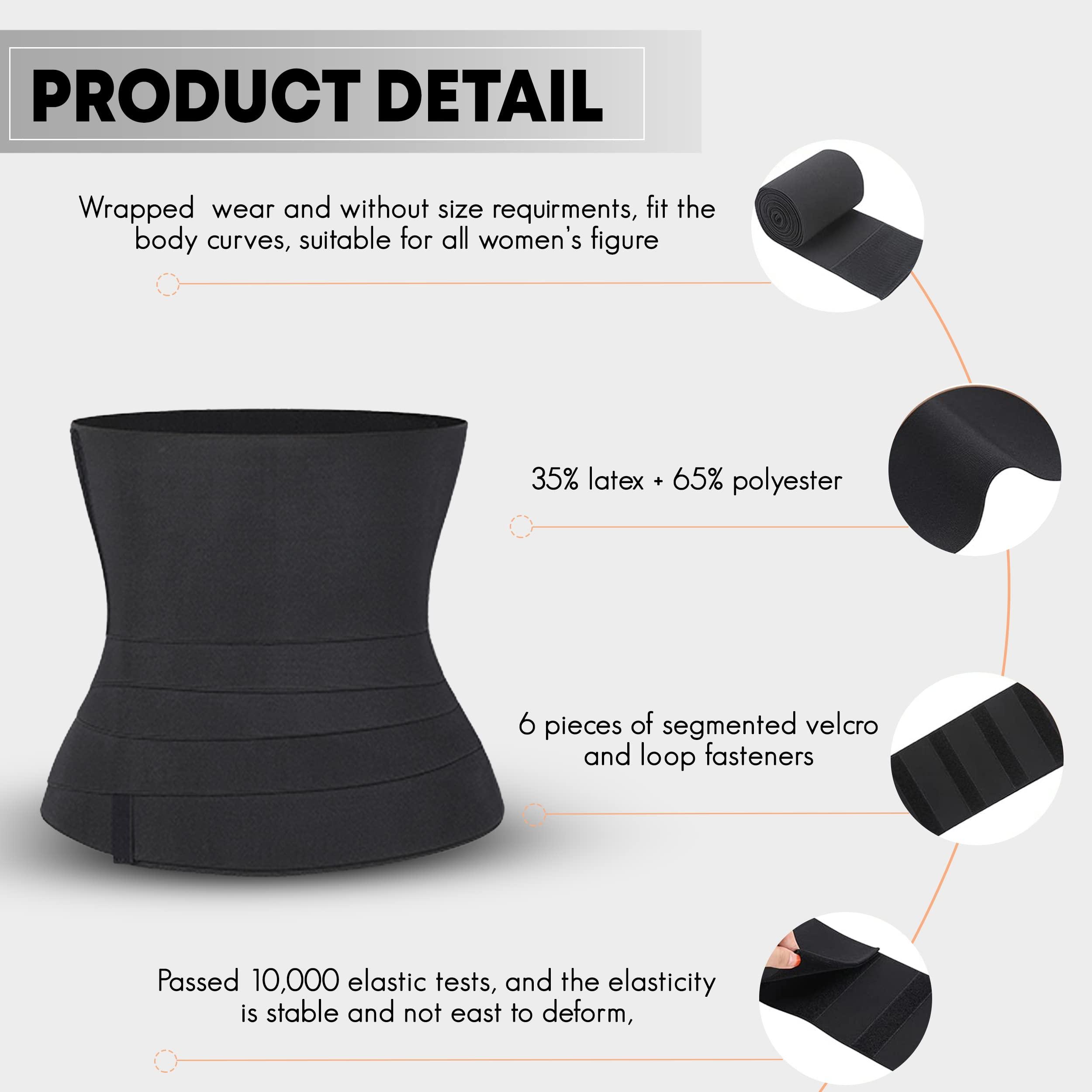 Soo slick Waist Trainer for Women Lower Belly Fat - Bandage Wrap Sauna Belt Compression Tummy Control Belt Plus Size Snatch Me Up Bandage Wrap Waist Trimmer Black - Image 2