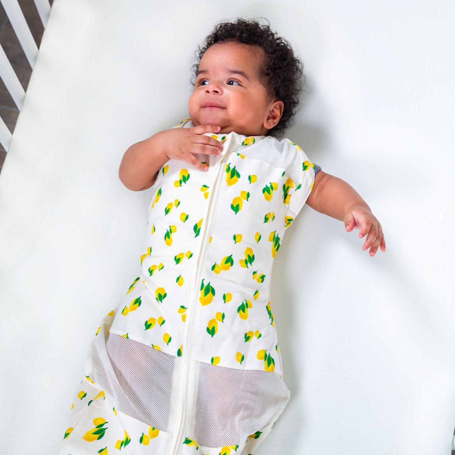 Happiest Baby Sleepea 5-Second Swaddle - 100% Organic Cotton Baby Swaddle Blanket - Doctor Designed Promotes Healthy Hip Development (Ivory Lemons, Small) - Image 6
