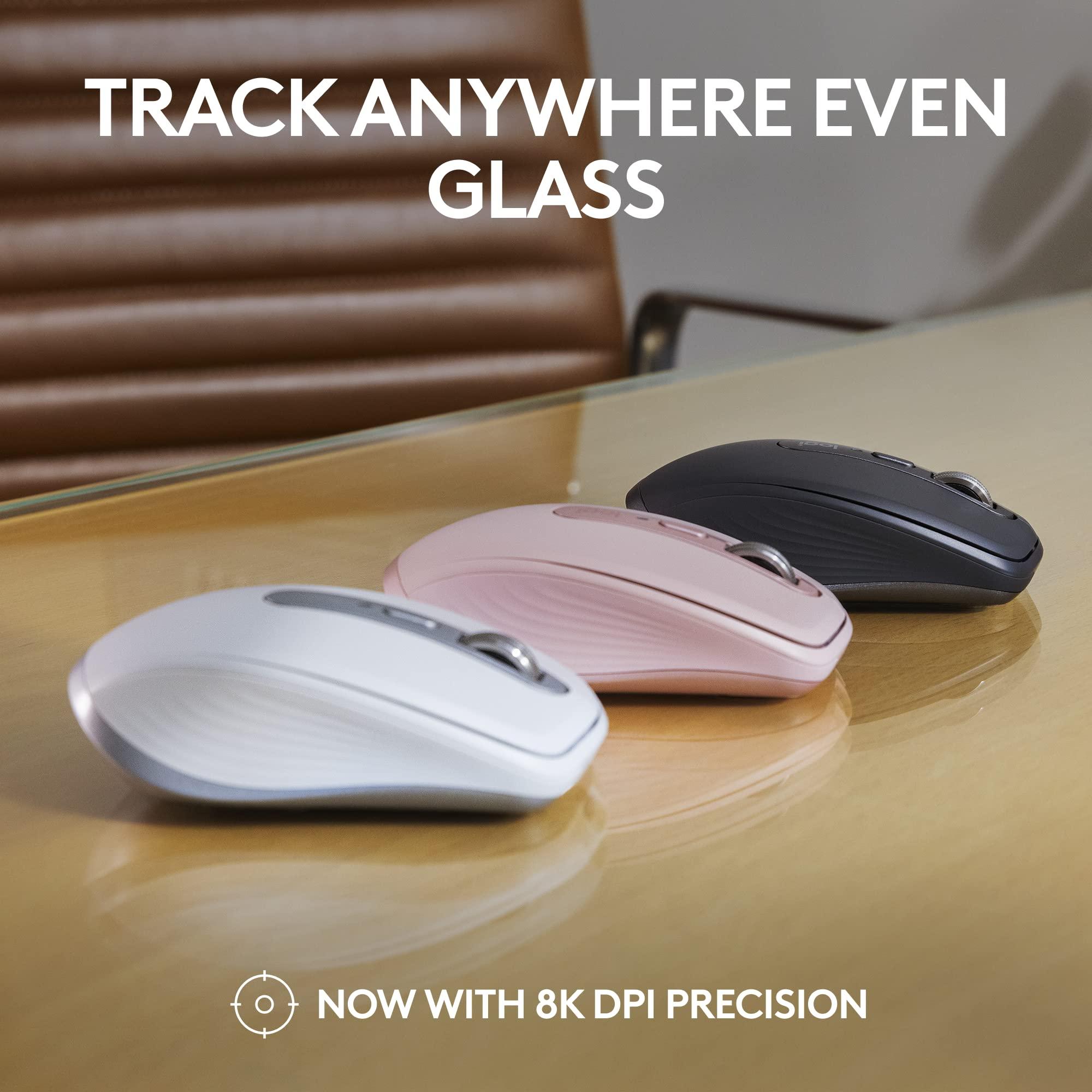 Logitech MX Anywhere 3S Compact Wireless Mouse, Fast Scrolling, 8K DPI Any-Surface Tracking, Quiet Clicks, Programmable Buttons, USB C, Bluetooth, Windows PC, Linux, Chrome, Mac - Graphite - Image 2