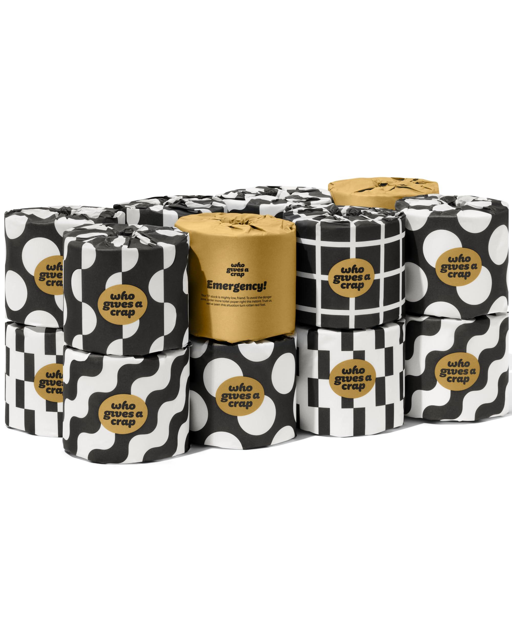 Who Gives A Crap 100% Bamboo Toilet Paper, 16 Rolls, 3 Ply, 330 Sheets, Long, Strong & Soft Toilet Tissue, Sustainable, Biodegradable, Renewable, Tree Free Bathroom Tissue Made with Bamboo Fibers