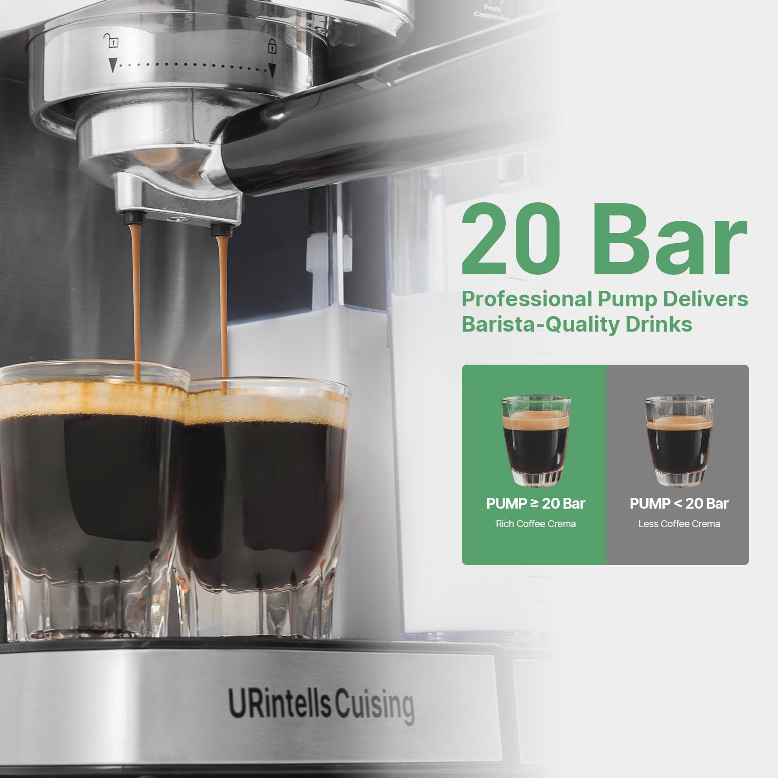 URintells Cuising Espresso Machine 20 Bar, Touchscreen Espresso Maker with Automatic Milk Frother for Cappuccino Latte, Expresso Coffee Machine for Home with Dual Heating System and Dual Pump - Image 7