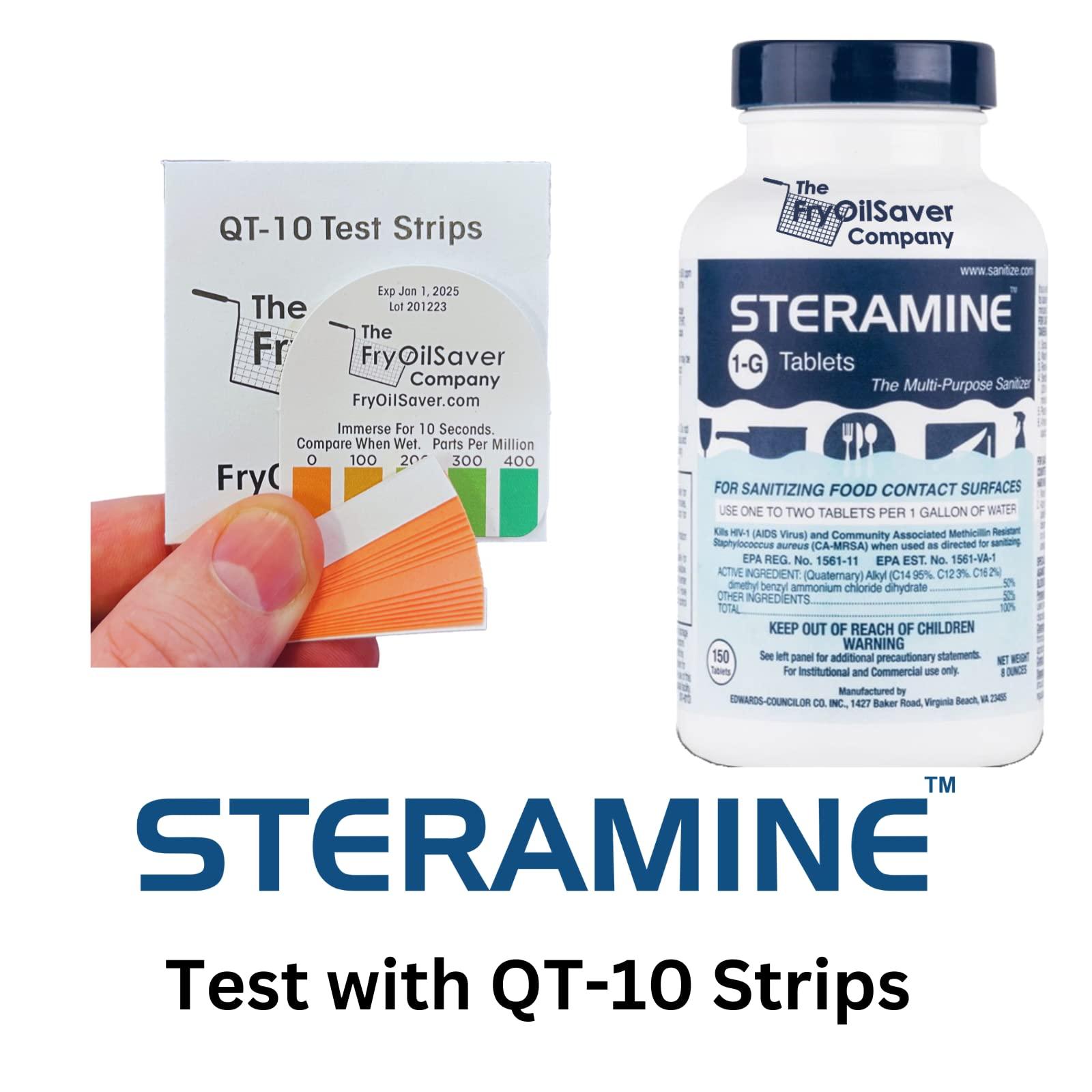 Steramine Sanitizer Tablet w/ 15x QT-10 Test Strisp, Multi Purpose Sanitizing Tablet for Food Contact Surface, Kitchen, Restaurant, Steramine Sanitizer Tab for Food Service by FryOilSaver (150 Tab) - Image 5