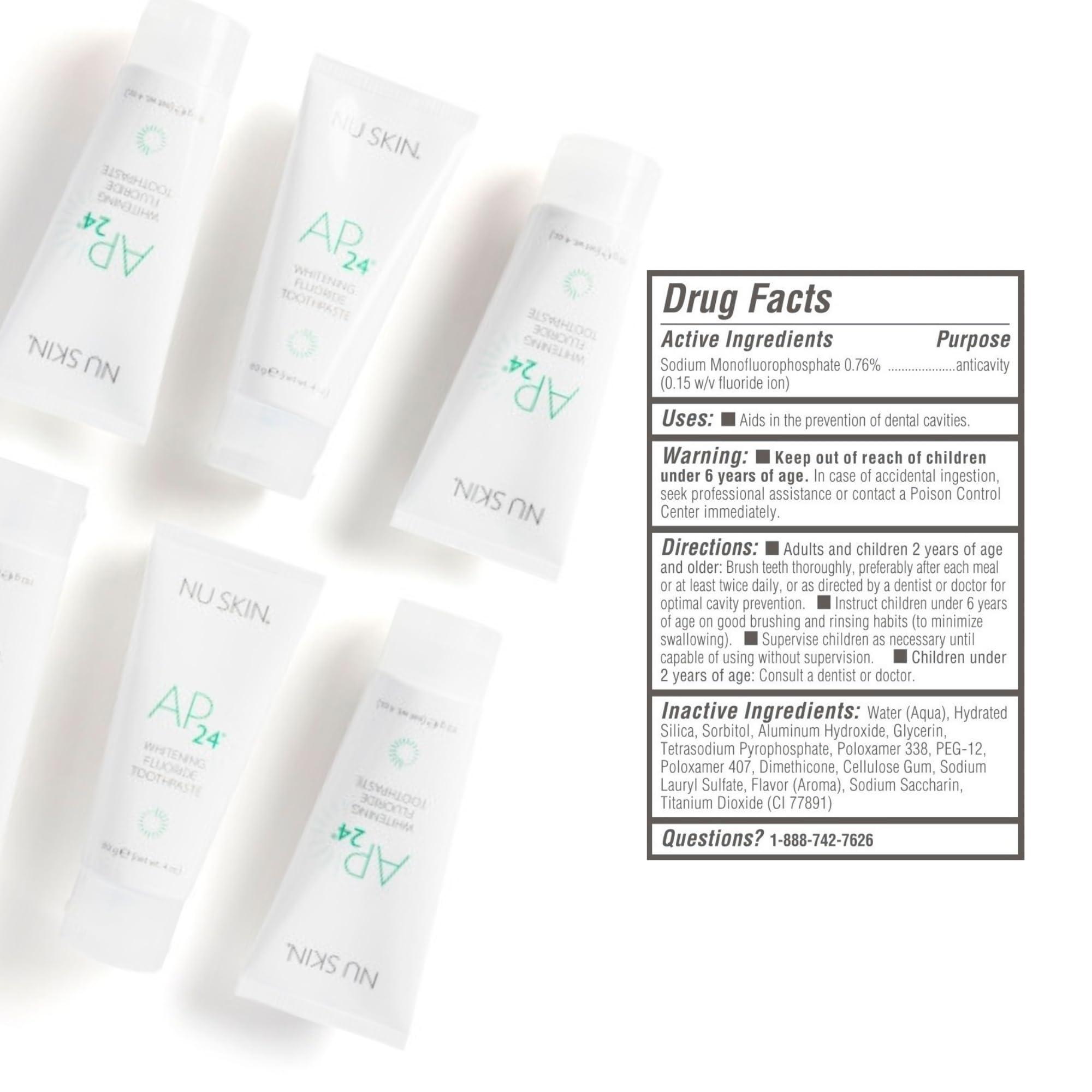 Nu Skin AP 24 Whitening Fluoride Toothpaste | AP 24 Blend | Vanilla Mint Flavor | Brightens Teeth | Removes Surface Stains | Prevents Dental Cavities & Plaque | Enamel-Safe | 4 oz | 1 Pack - Image 5
