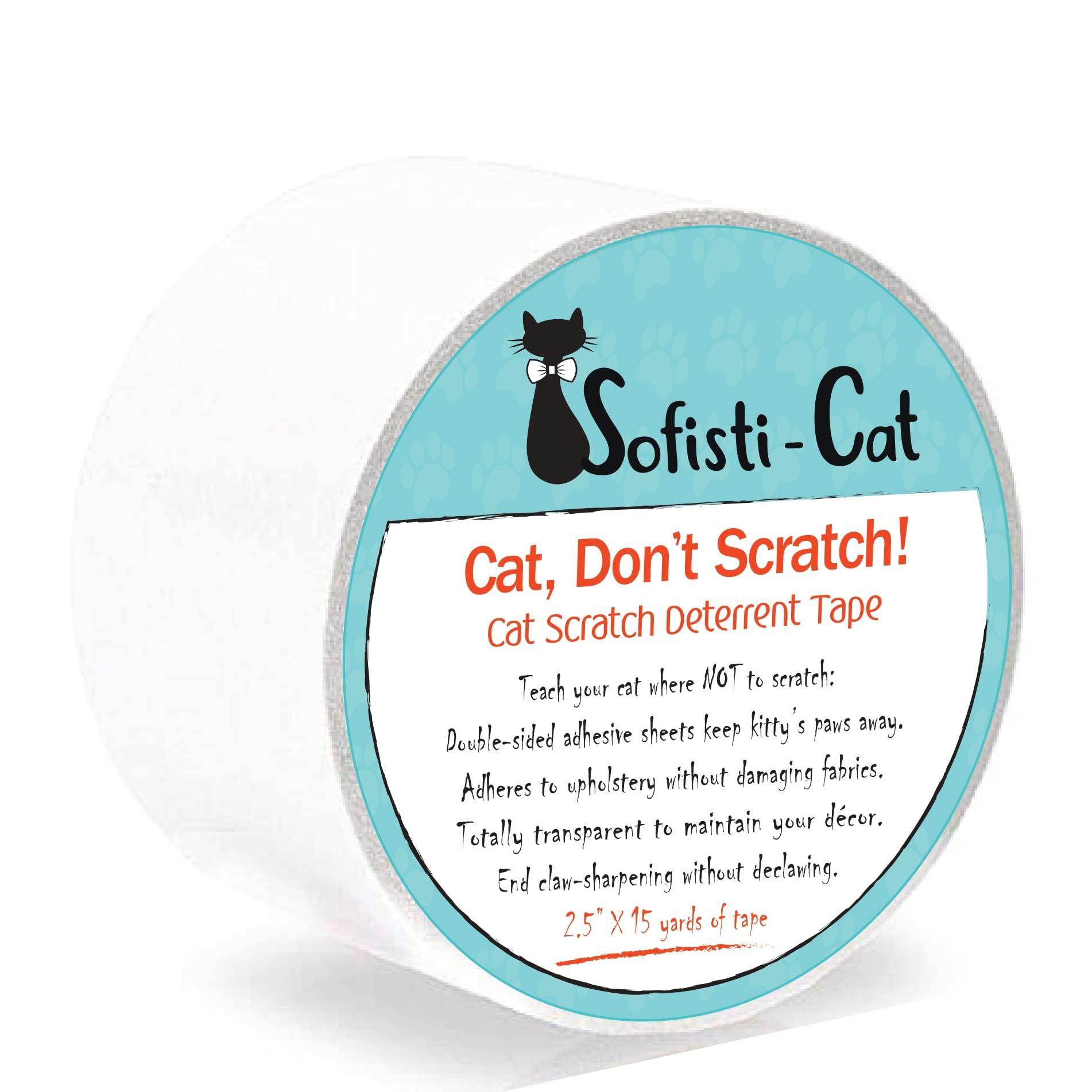 Sofisti-Cat Training Tape, Cat Tape for Furniture, Scratch Deterrent Keep Cats from Scratching Furniture with Our Double -Sided Repellent, 2.5" x 15' Roll