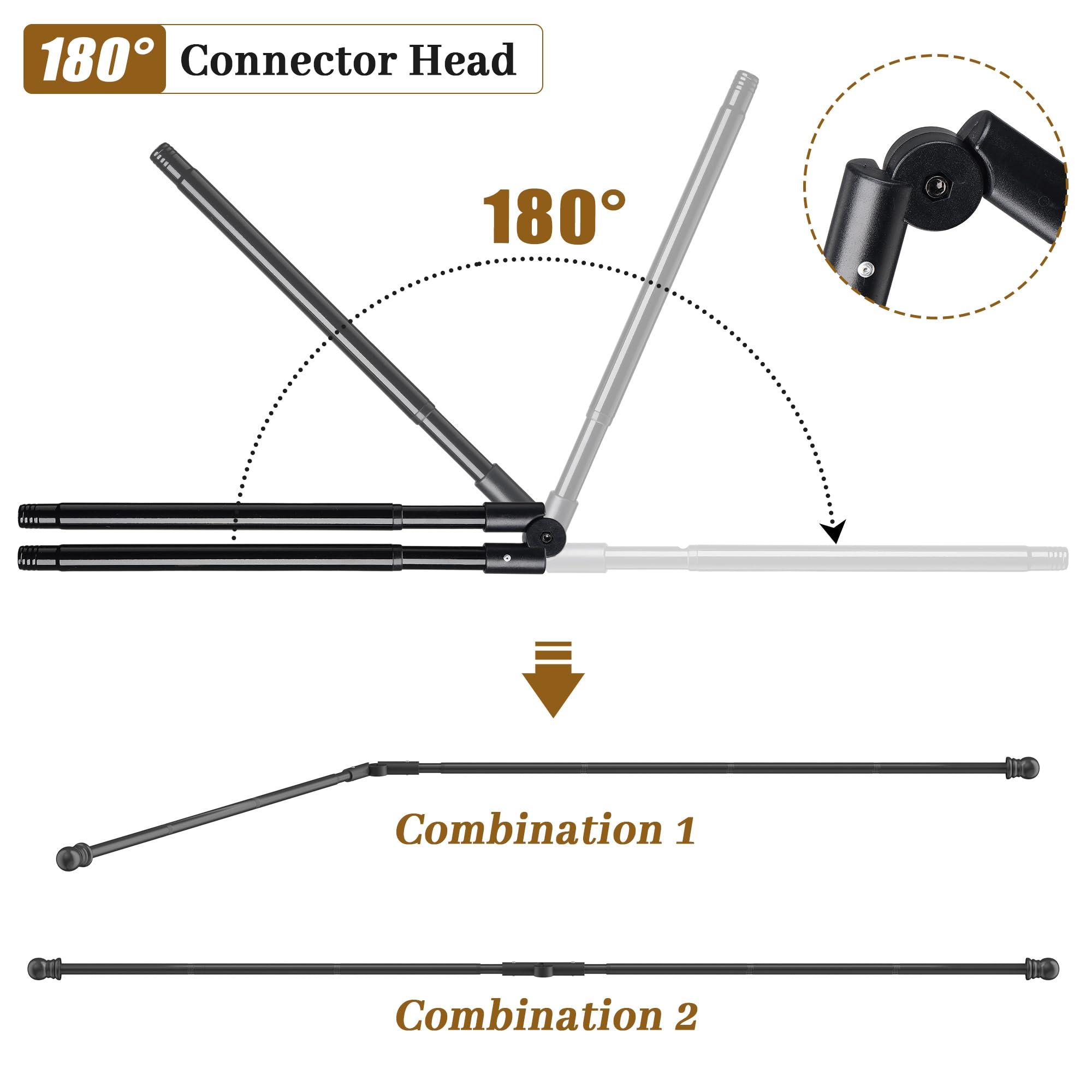 Corner Curtain Rod for Windows 30 to 136 Inches, L-shaped Curved Heavy Duty Corner Window Curtain Rods, Adjustable Renter Friendly 1 Inch Black Drapery Rods for Bedroom Living Room - Image 5