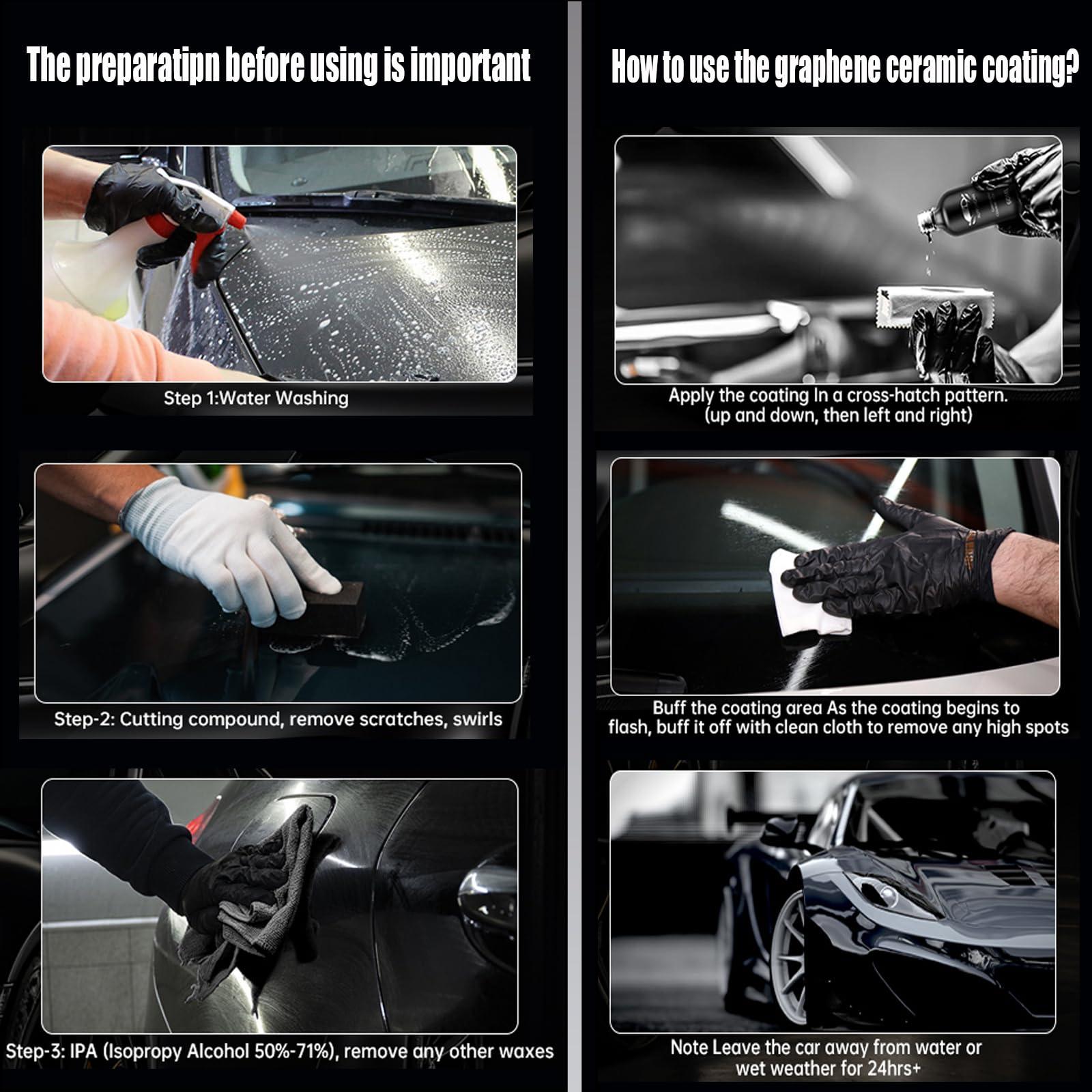 Autokcan Graphene Ceramic Coating(60ML), 10H Ceramic Coating for Cars, High Gloss Anti-Scratch Nano Coat Kit Hydrophbic Mirror Paint Protection 7 Years Prorection - Image 2