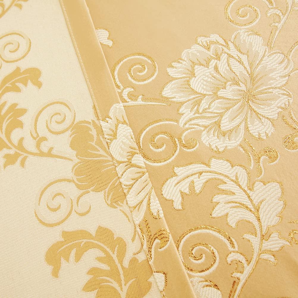 ELKCA Luxury Gold Floral Curtains for Bedroom Jacquard Window Curtains for Living Room,Grommet Top,2 Panels(Floral-Golden,52 by 96 inch Long) - Image 10