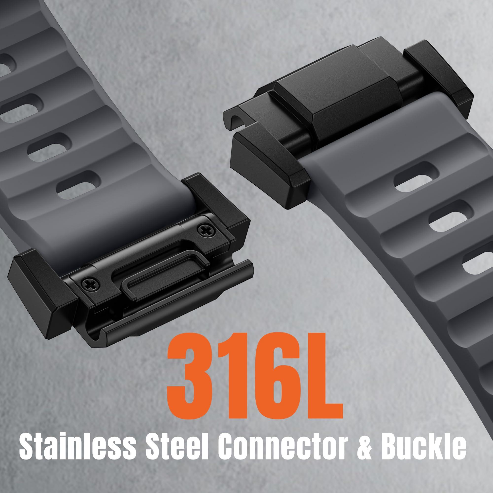 Tactical Rugged Nylon Band + Stainless Steel Silicone Band Compatible with Garmin Instinct Watch Bands - Image 6