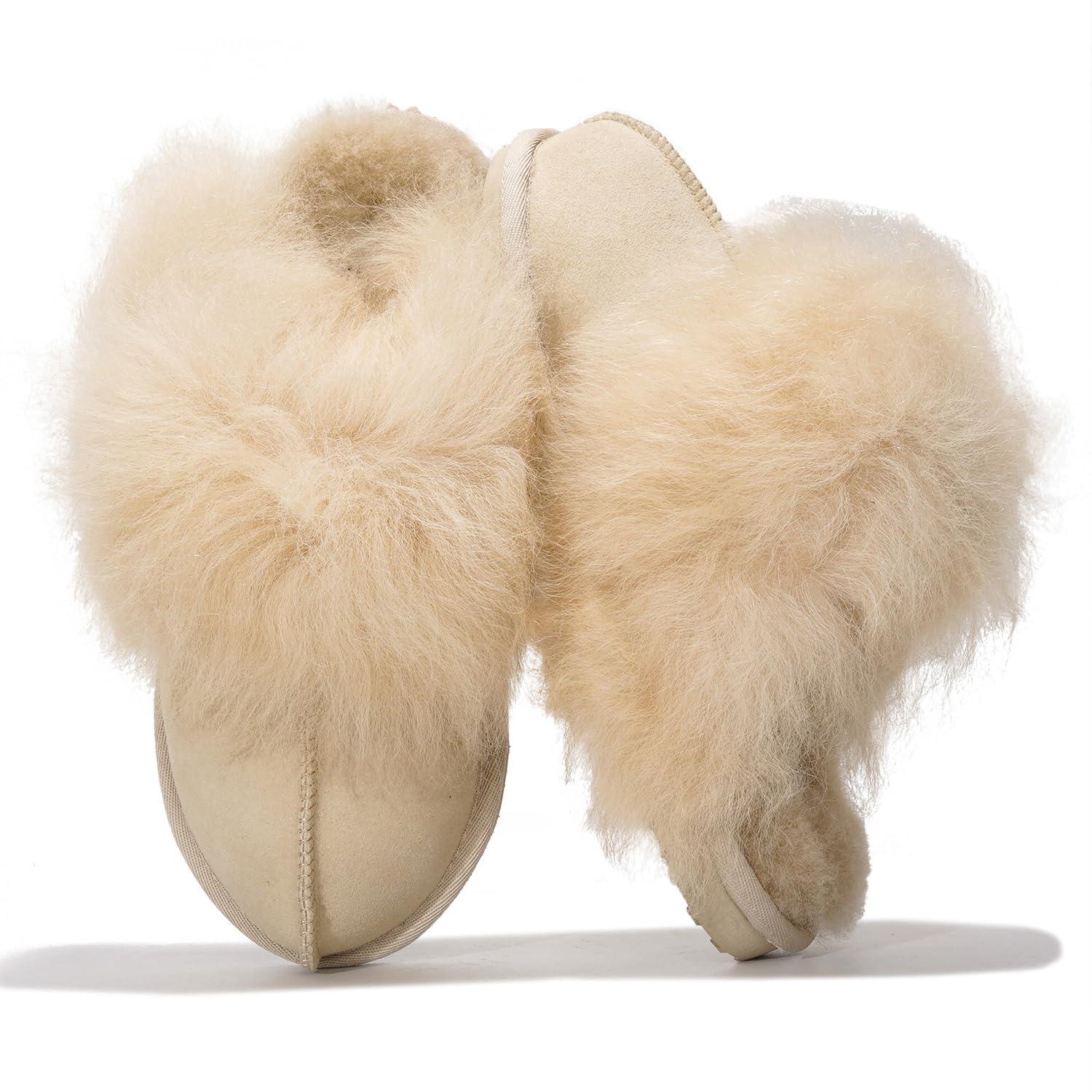 Project Cloud 100% Australian Sheepskin Scuff Slippers for Women - Genuine Shearling Memory Foam Slides for Women - Non-Slip Womens Slippers (Ryann)