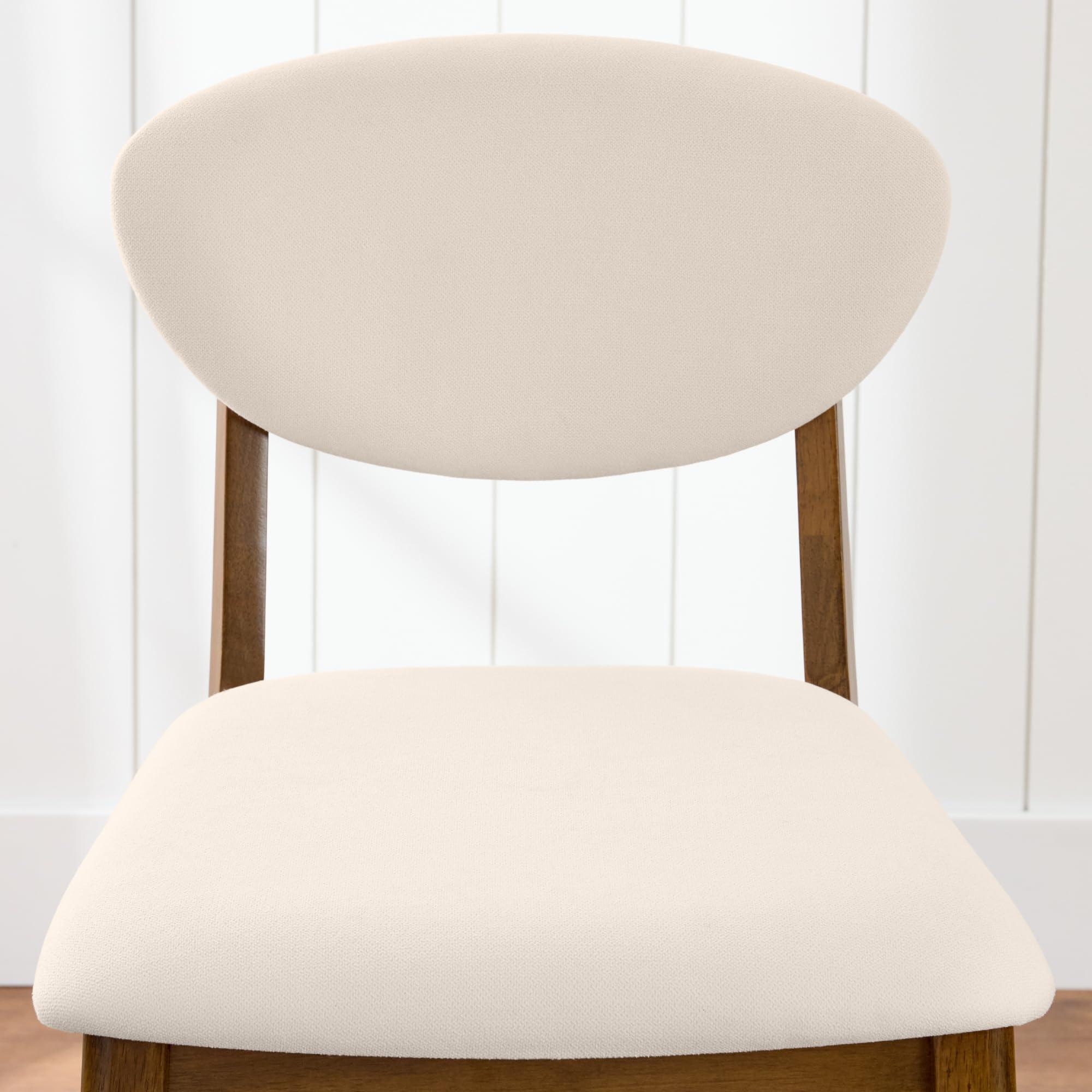 Best Choice Products Bar Stool Set of 2, Mid-Century Modern Upholstered Wood, Armless Counter Height w/Seat Cushion, Backrest - Walnut/Cream - Image 9