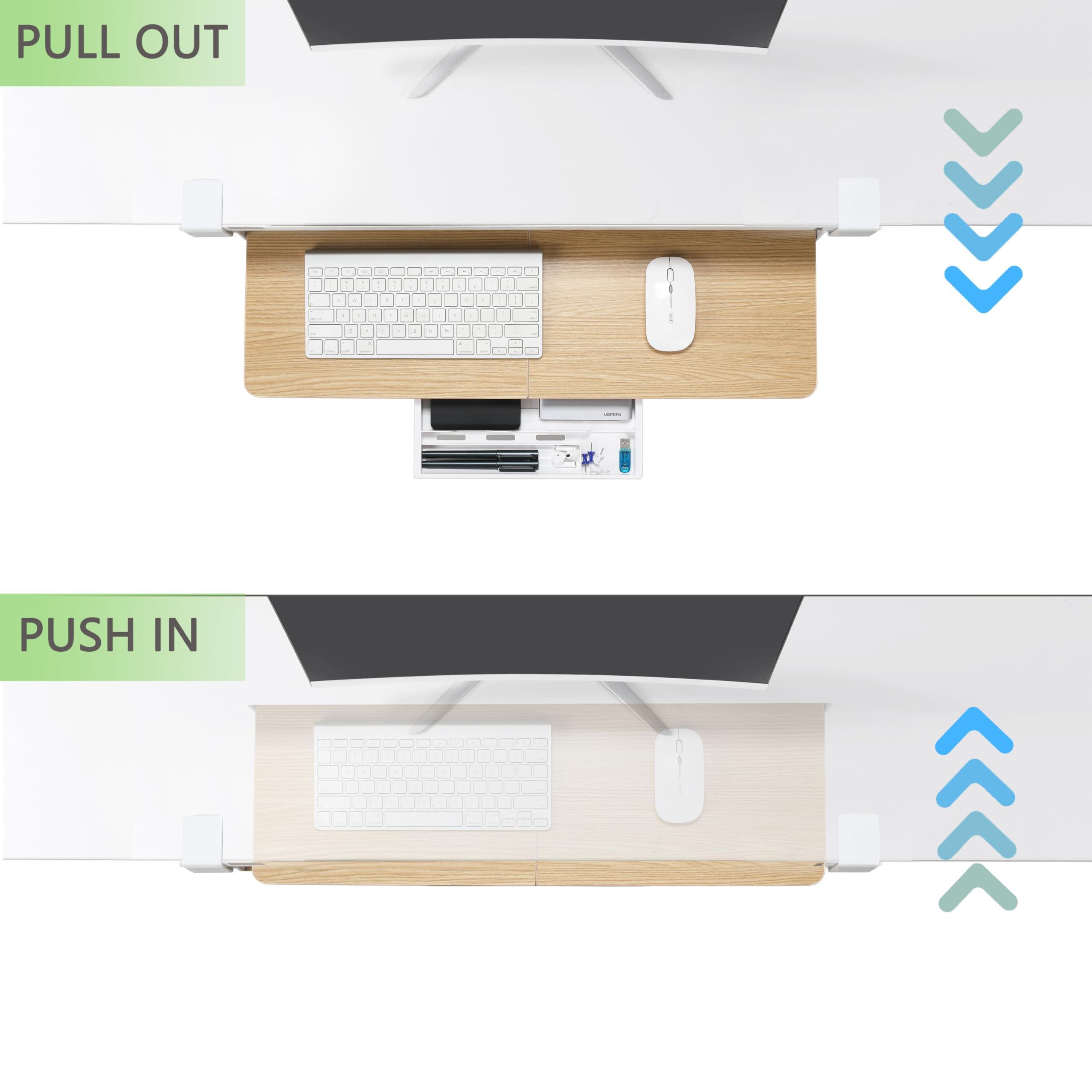 ETHU Keyboard Tray Under Desk, 26.77" X 11.81" Large Size Keyboard Tray with C Clamp-on Mount Easy to Install, Computer Keyboard Stand, Ergonomic Keyboard Tray for Home and Office (Oak) - Image 5