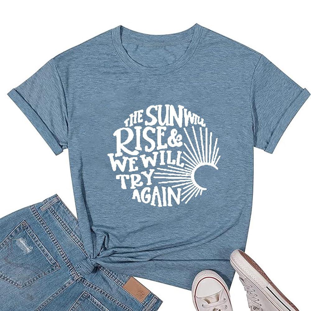 Womens Hiking Camping Graphic Tee Summer Outdoor Workout Casual Short Sleeve Top Christian T Shirt - Image 1