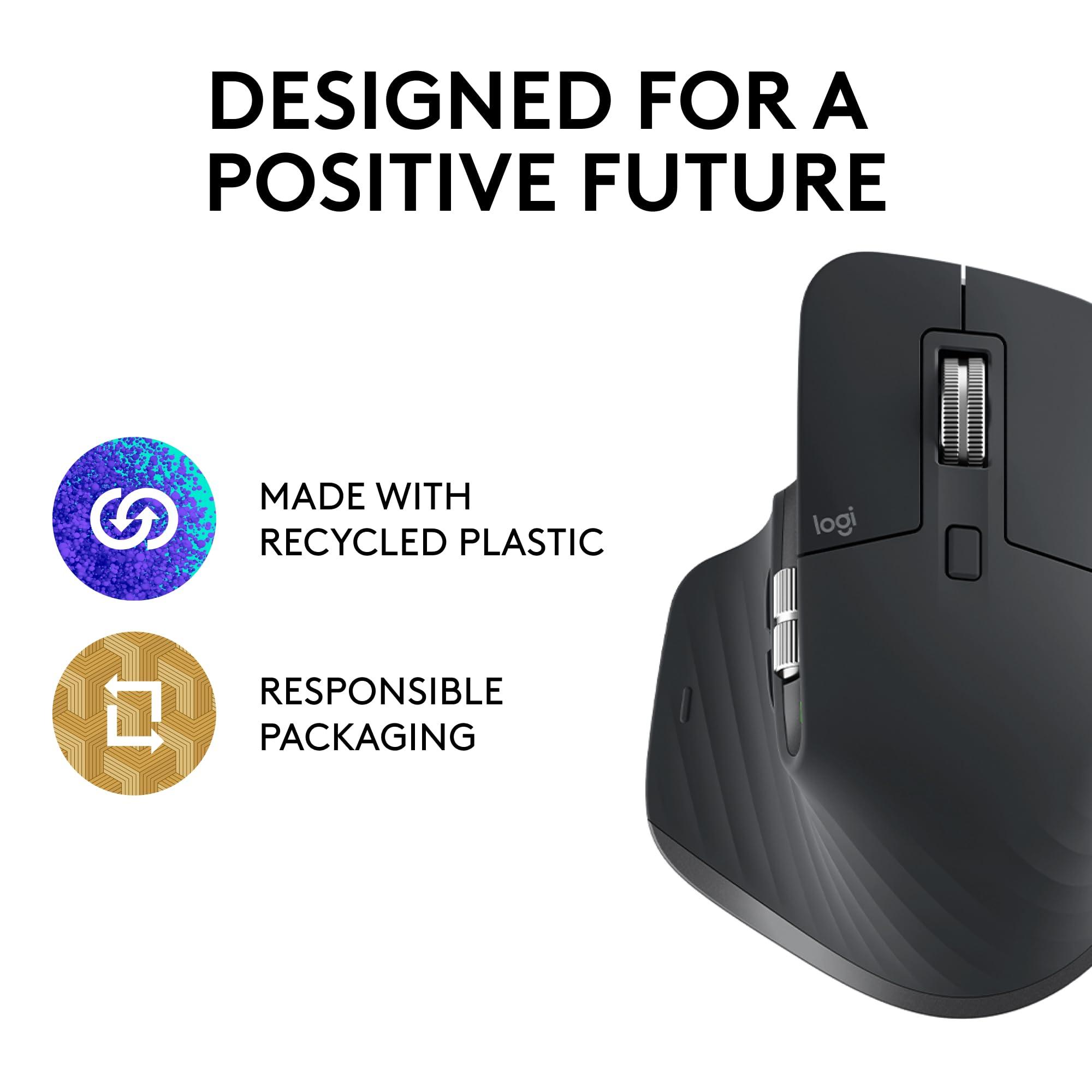 Logitech MX Master 3S Wireless Mouse, Ultra-fast Scrolling, Ergo, 8K DPI, Track on Glass, Quiet Clicks, USB-C, Bluetooth, Windows, Linux, Chrome - Graphite - Image 5