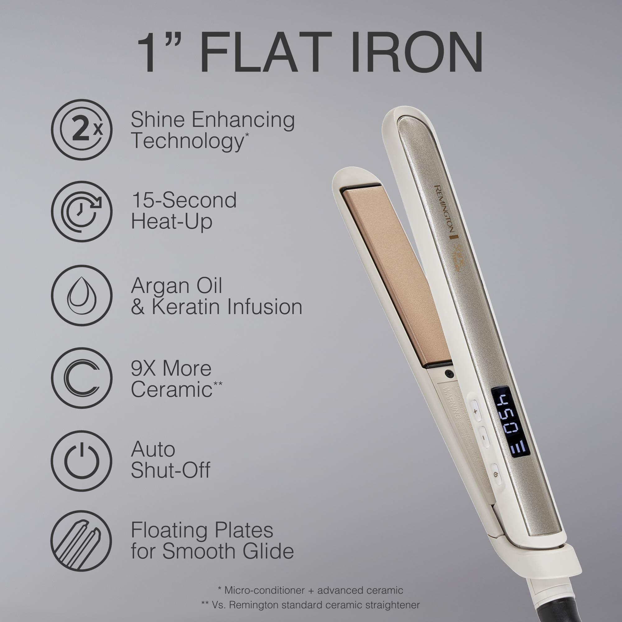 Remington Shine Therapy 1 inch Hair Straightener Iron, Flat Iron Infused with Argan Oil & Keratin, Professional Ceramic Flat Iron for Less Frizz, Shines and Smooth, Styling Tools - Image 2