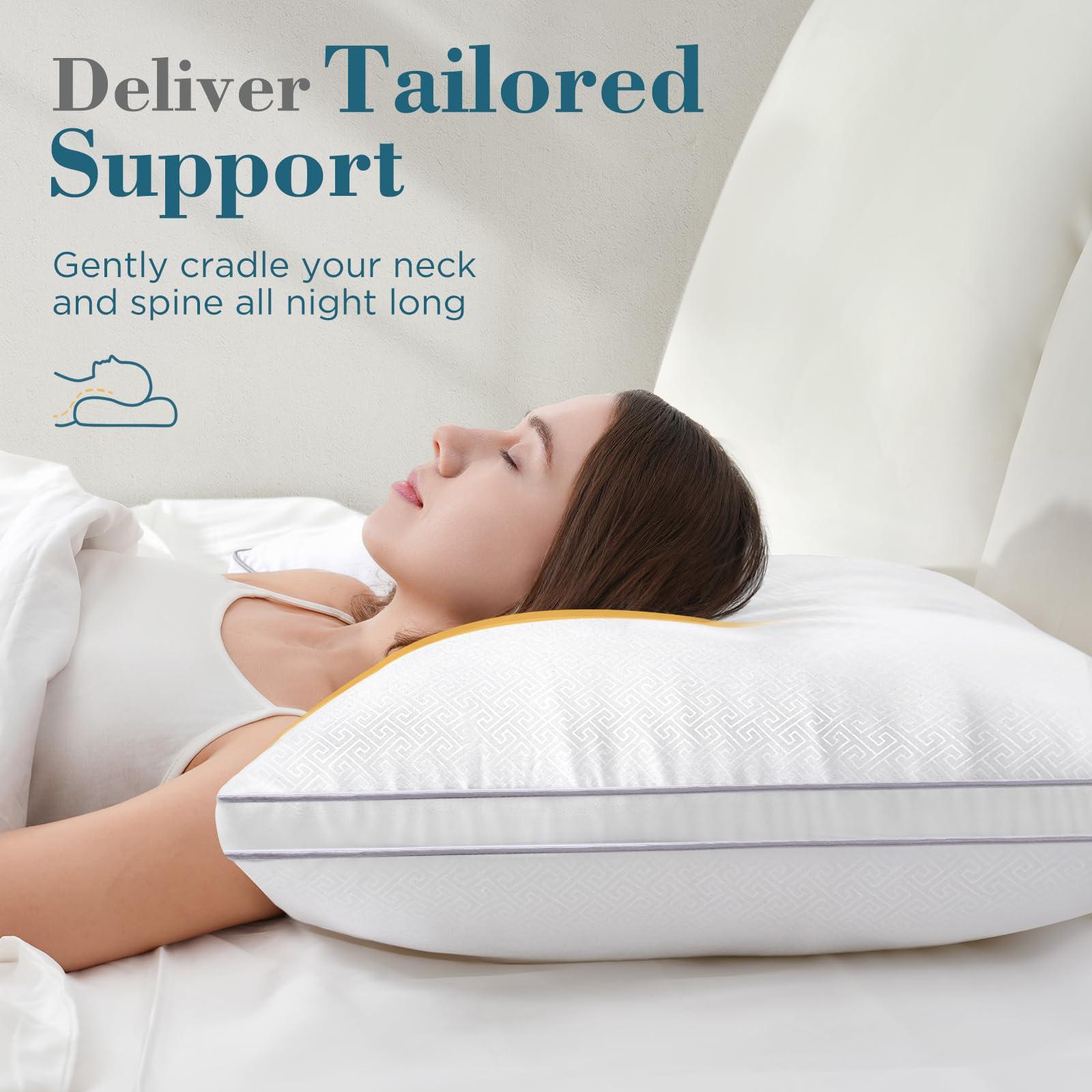 viewstar Pillows Queen Size Set of 2, Hotel Quality, Down Alternative Gusseted Bed Pillows for Side, Back, or Stomach Sleepers, White - Image 4