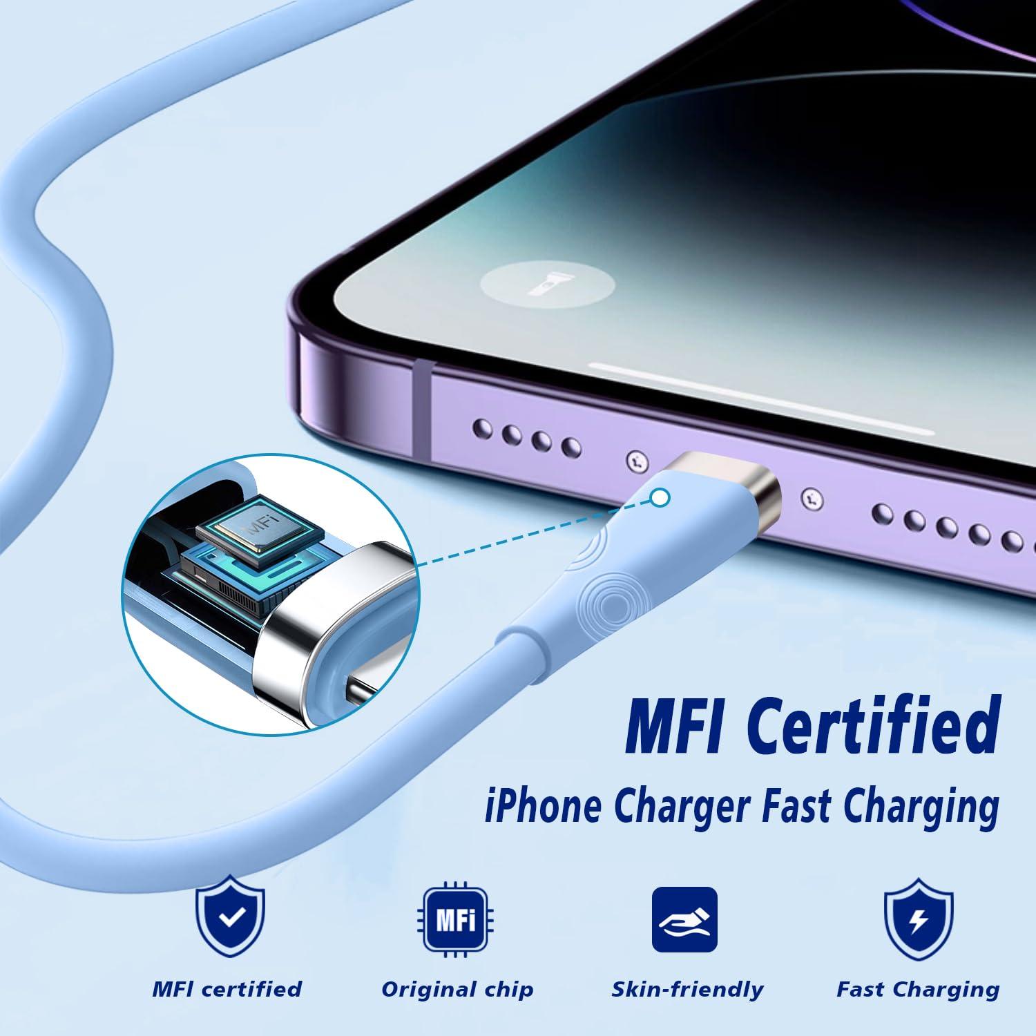 iPhone Charger 3Pack 6FT [Apple MFi Certified] iPhone Charger Cord USB to Lightning Cable 6FT Fast Charging Cord Compatible with iPhone 14 13 12 11 Pro Max XR XS X 8 7 6 Plus SE iPad(Multi-Color) - Image 4