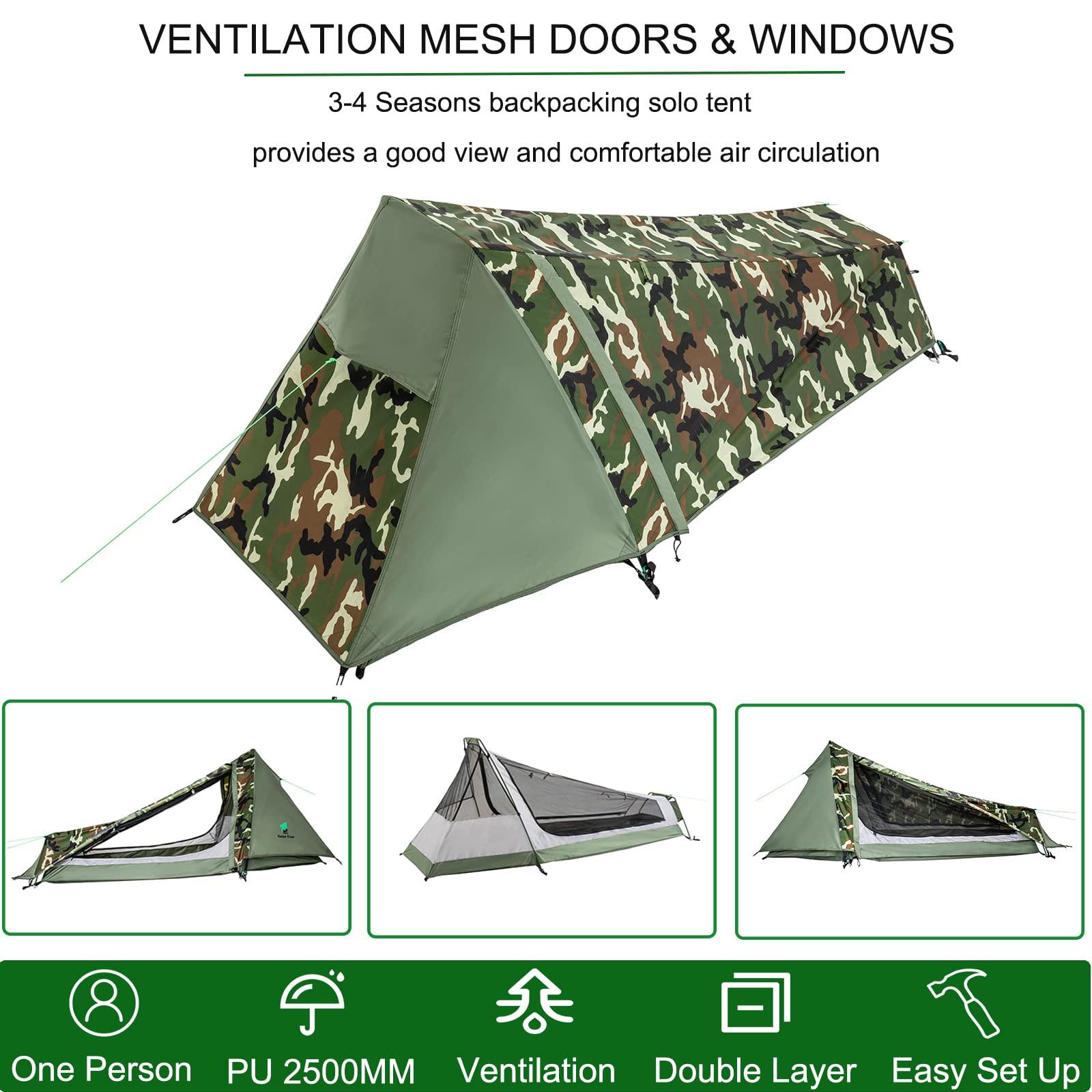 GEERTOP Ultralight Bivy Tent for 1 Person 3 Season Waterproof Single Person Backpacking Tent for Camping Hiking Backpack Travel Outdoor Survival Gear - Image 2