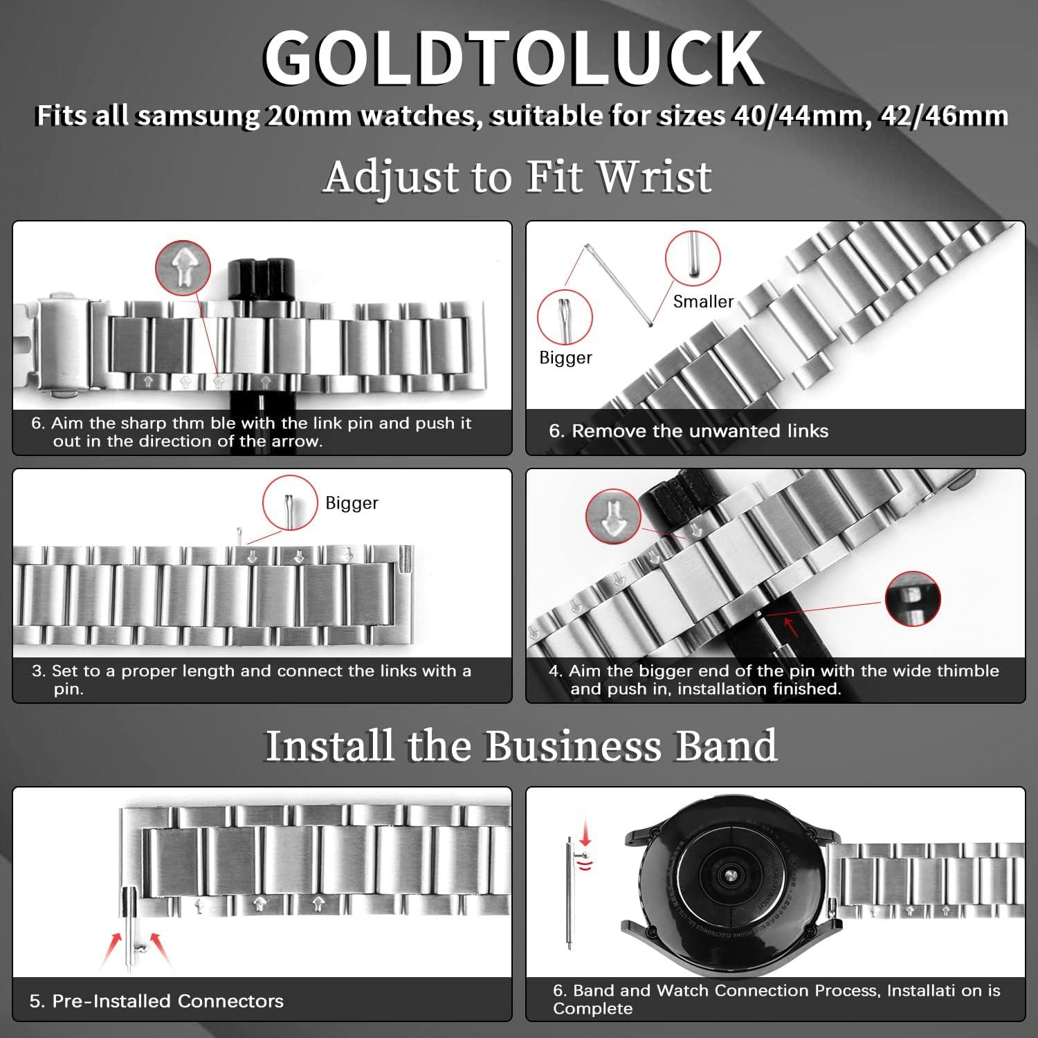 Compatible with Samsung Galaxy Watch 7 6 5 4 FE Band Pro Classic Active 2 40mm 44mm 43mm 47mm 45mm 42mm 46mm 20mm Galaxy Watch 3 Band 41mm Men Women Metal Elegant Casual Business Stainless Steel - Image 8