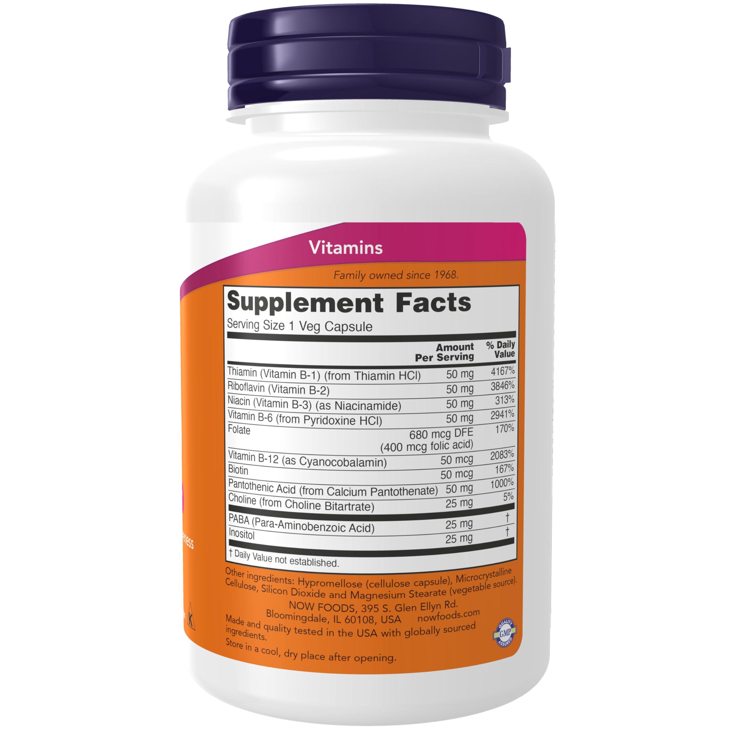 NOW Foods Supplements, Vitamin B-50 mg, Energy Production*, Nervous System Health*, 100 Veg Capsules - Image 2