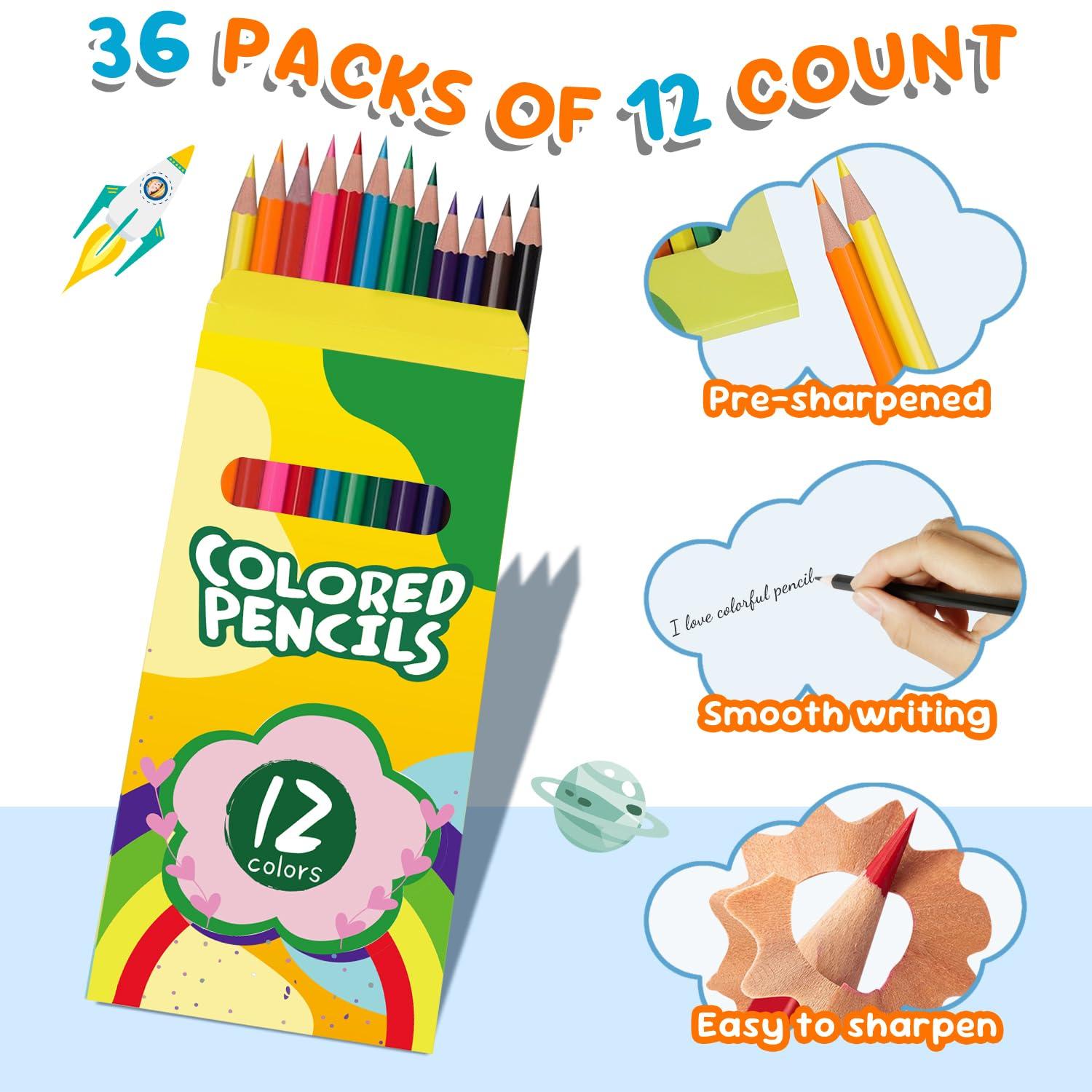 432 Count Colored Pencils Bulk, 12 Assorted of color pencils，36 Packs Pre-sharpened Colored Pencils for Kids, School Supplies of Color Pencil bulk classroom - Image 4