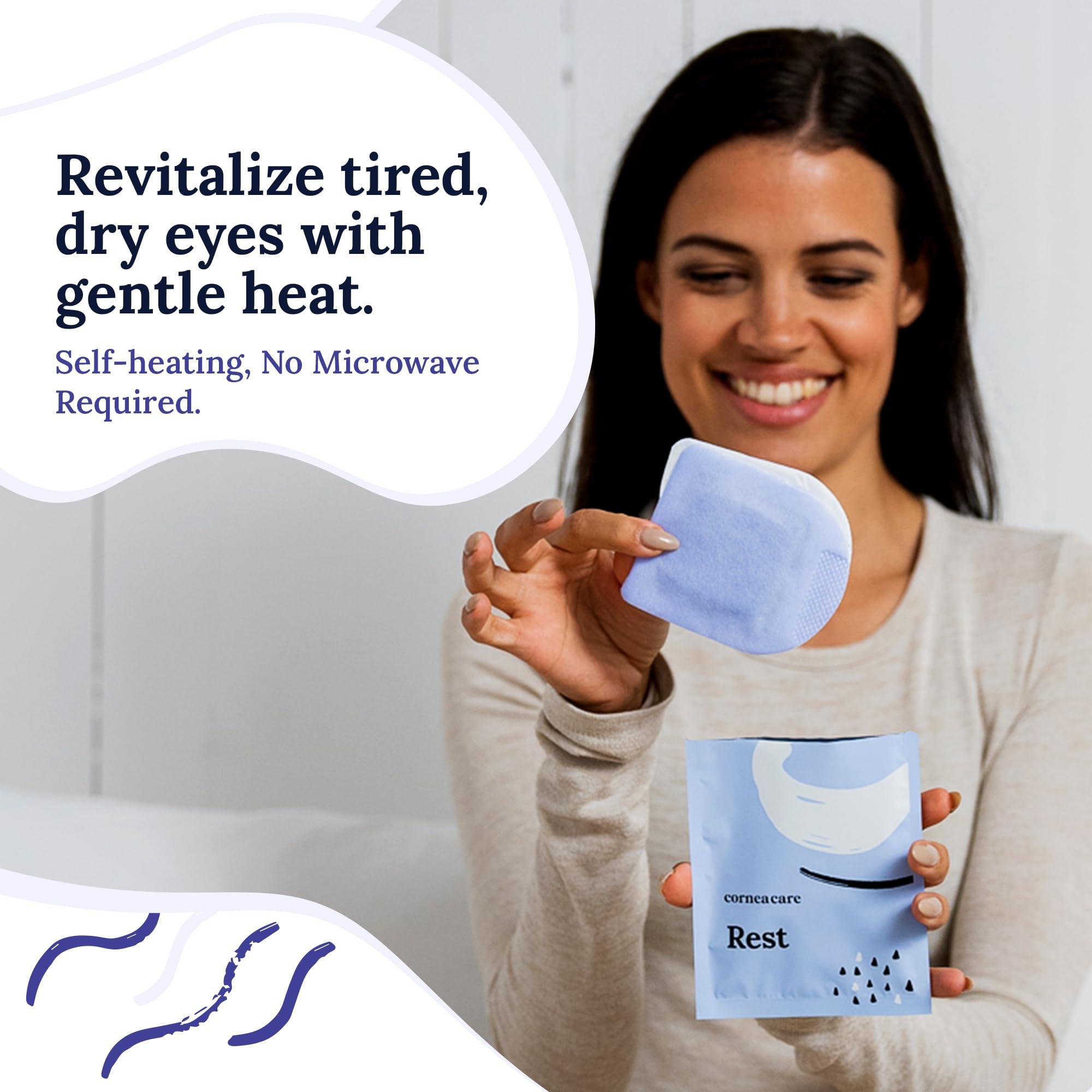 CorneaCare Rest: Self Heating Warm Compress for Dry Eyes | Heated Eye Mask for Fast Relief | No Microwave or Washcloth Needed | Travel Ready | 30 Count | FSA & HSA Eligible - Image 6