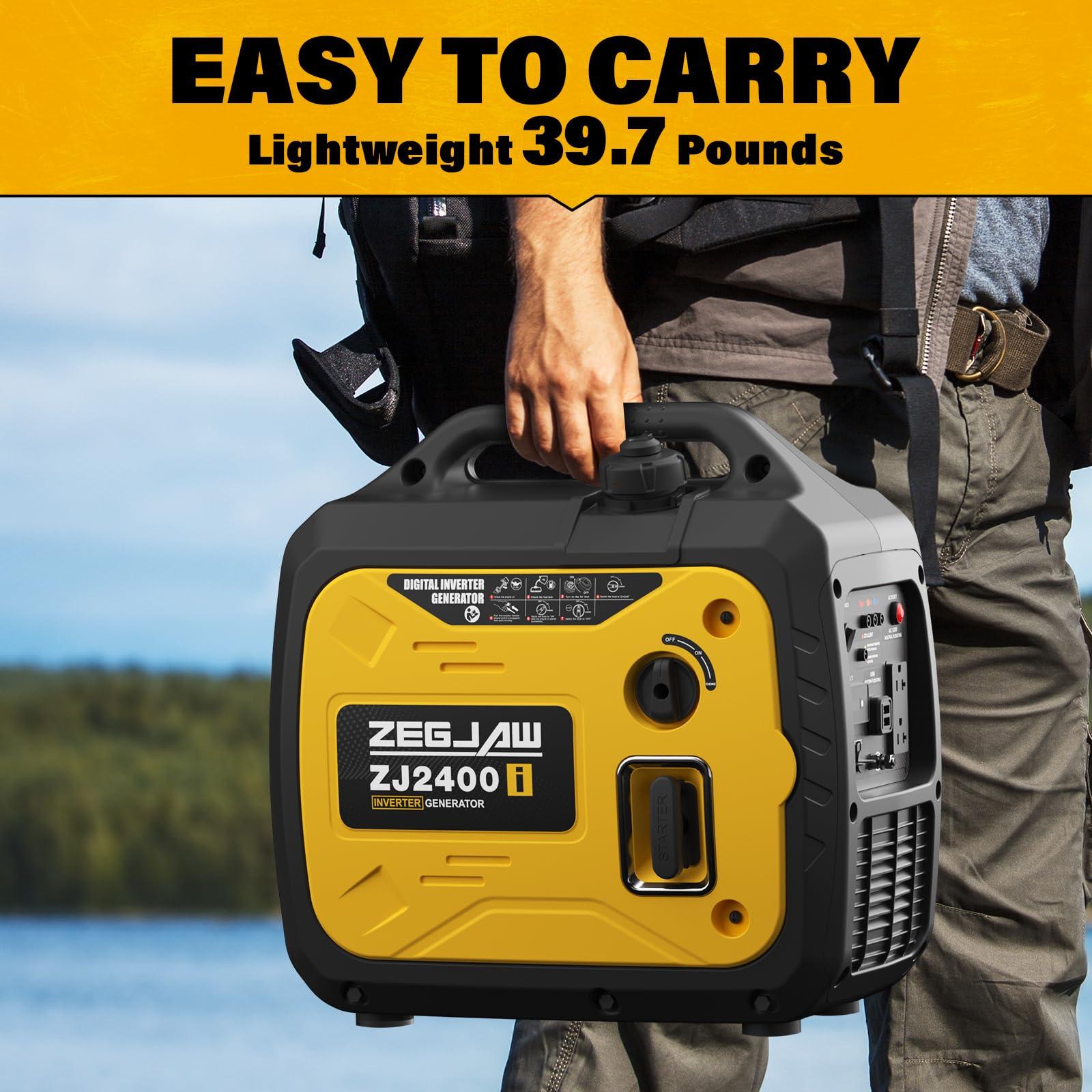 ZEGJAW 2400-Watt Portable Inverter Generator, EPA Compliant, CO-Sensor, Eco-Mode Feature, Lightweight & Quiet Gas Powered Generators for Home Use - Image 5