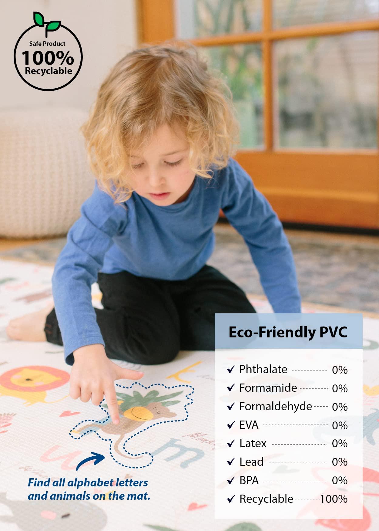 Baby Care Play Mat (Large, Moroccan - Blue) 82'' x 55'' Original One-Piece Reversible Rollable Waterproof Play Mat for Infants, Babies, Toddler, and Kids - Image 4