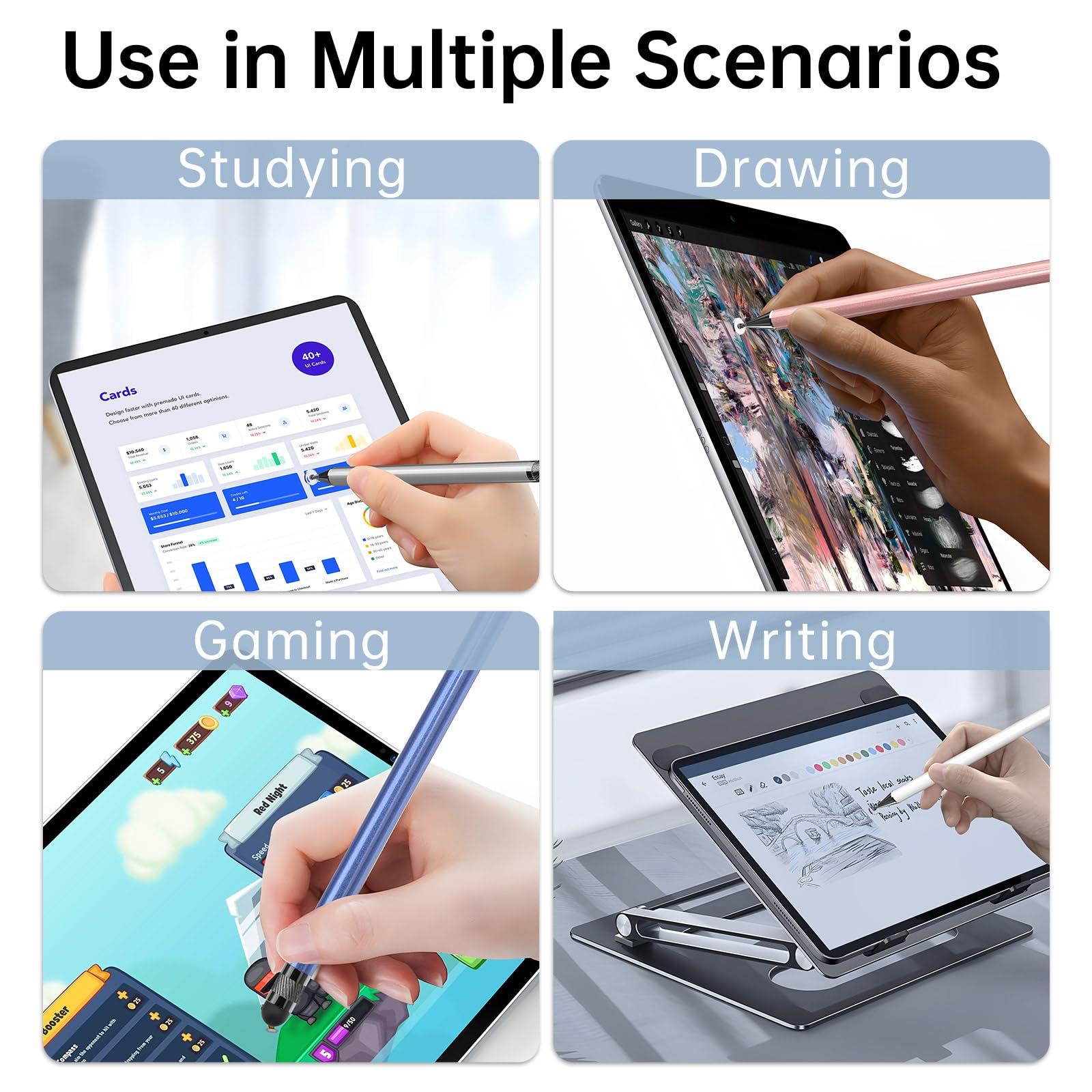 Stylus (5 Pcs), 2-in-1 Stylus Pen for Touch Screen, High Precision and Sensitivity, Suitable for iPhone/ipad/Android Tablets, Compatible with All Touch Screens (Black/White/Blue/Rose Gold/Silver) - Image 6