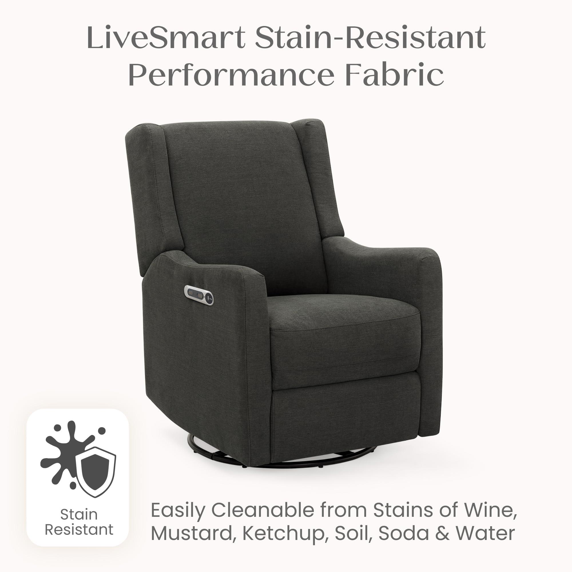 Delta Children Mercer Electronic Power Recliner and Swivel Glider with USB Port in LiveSmart Performance Fabric - Water Repellent & Stain Resistant, Dark Grey - Image 7