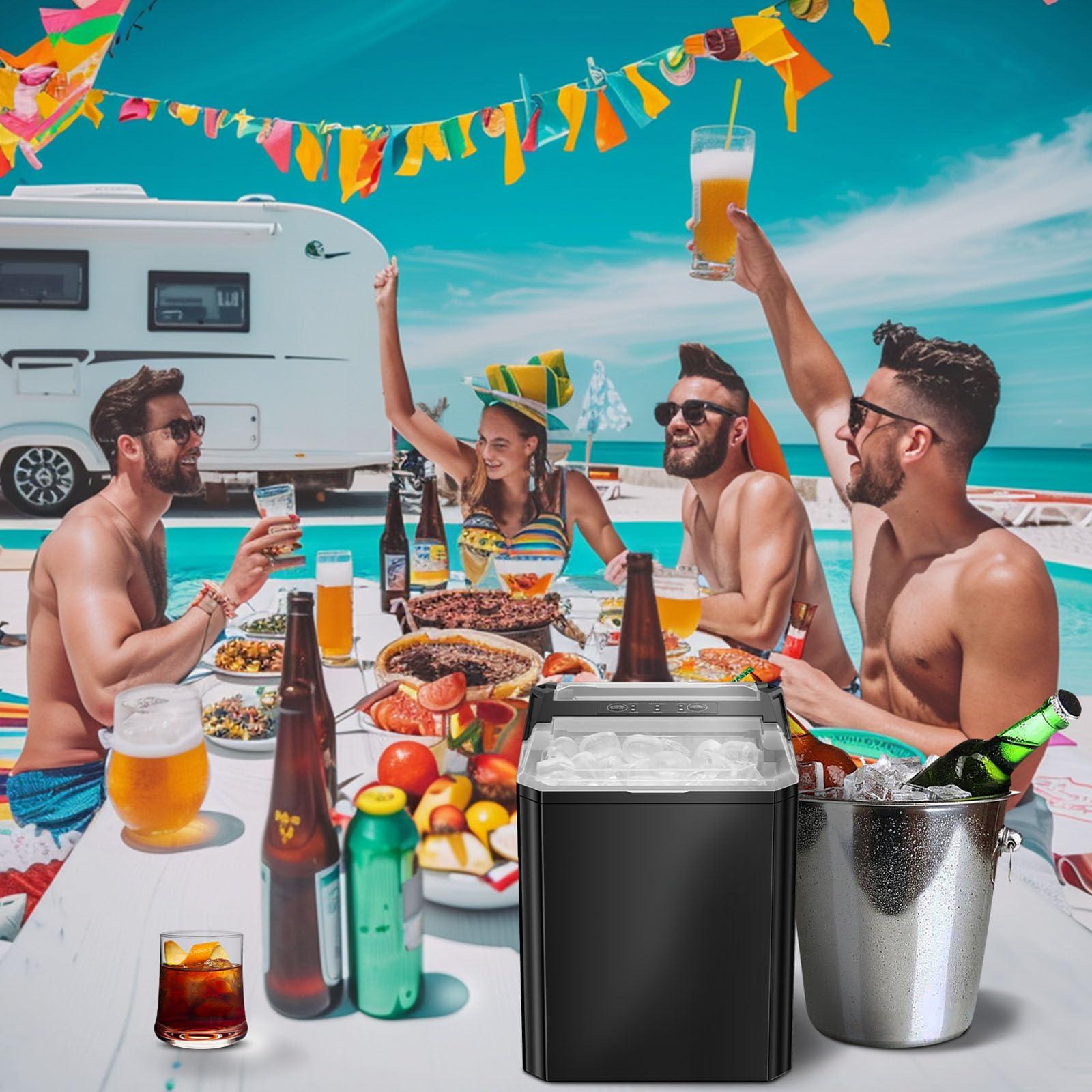 Sweetcrispy Countertop Ice Maker, Portable Ice Machine Self-Cleaning, 9 Cubes in 6 Mins, 26 lbs/24Hrs, 2 Sizes of Bullet Ice for Home Party Office - Image 8